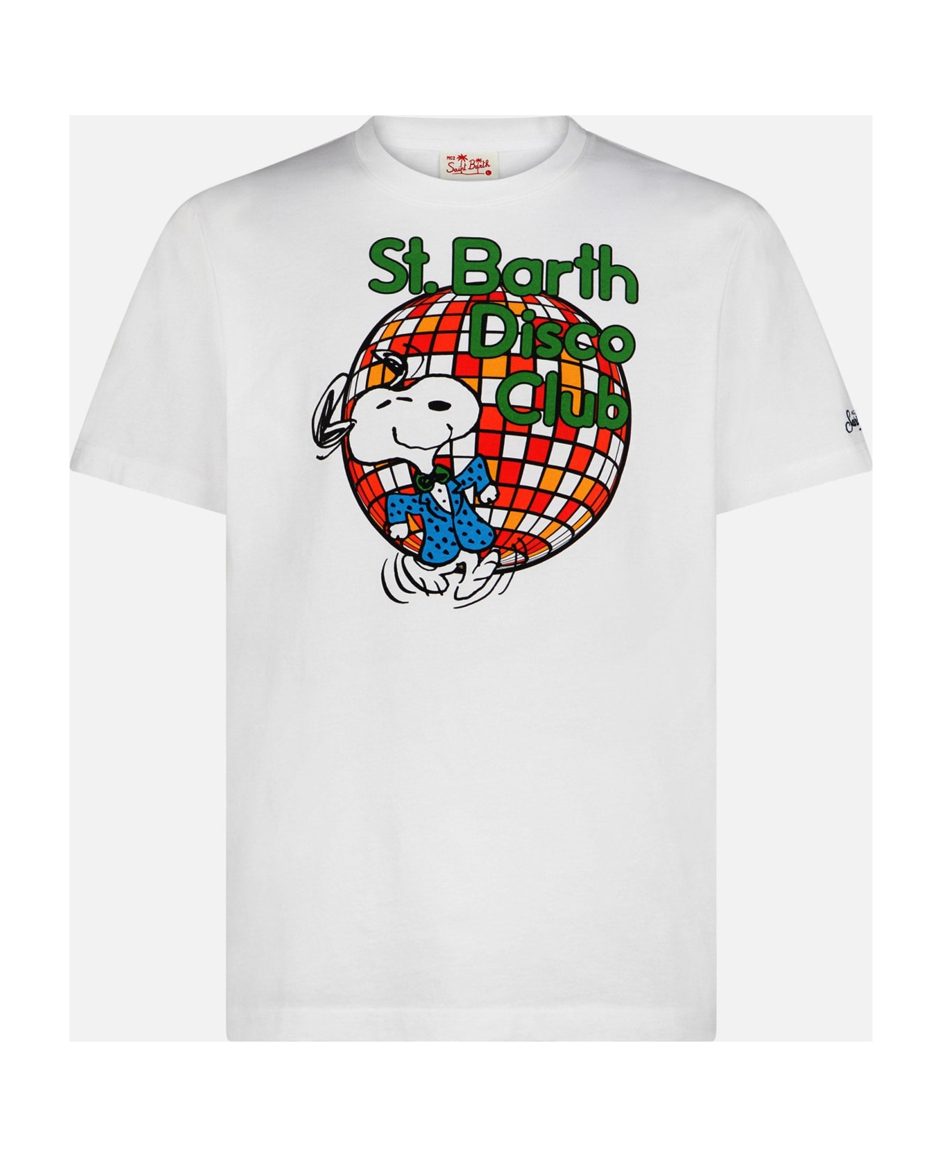 MC2 Saint Barth Man Cotton T-shirt With St. Barth Disco Club And Snoopy Print | Snoopy - Peanuts Special Edition - WHITE