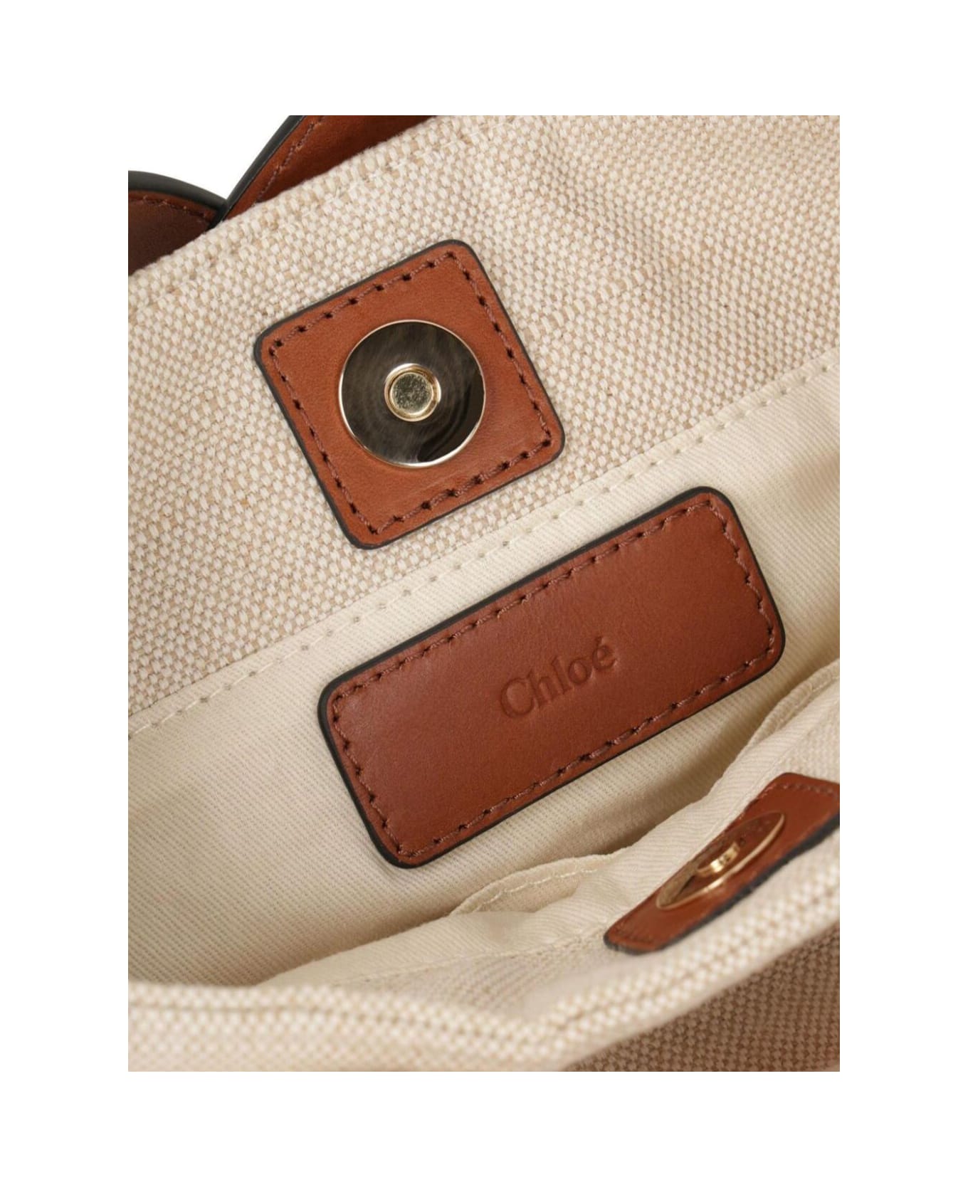 Chloé Beige Crossbody Bag With Logo On The Front And Double Top Handles In Fabric Girl - Beige