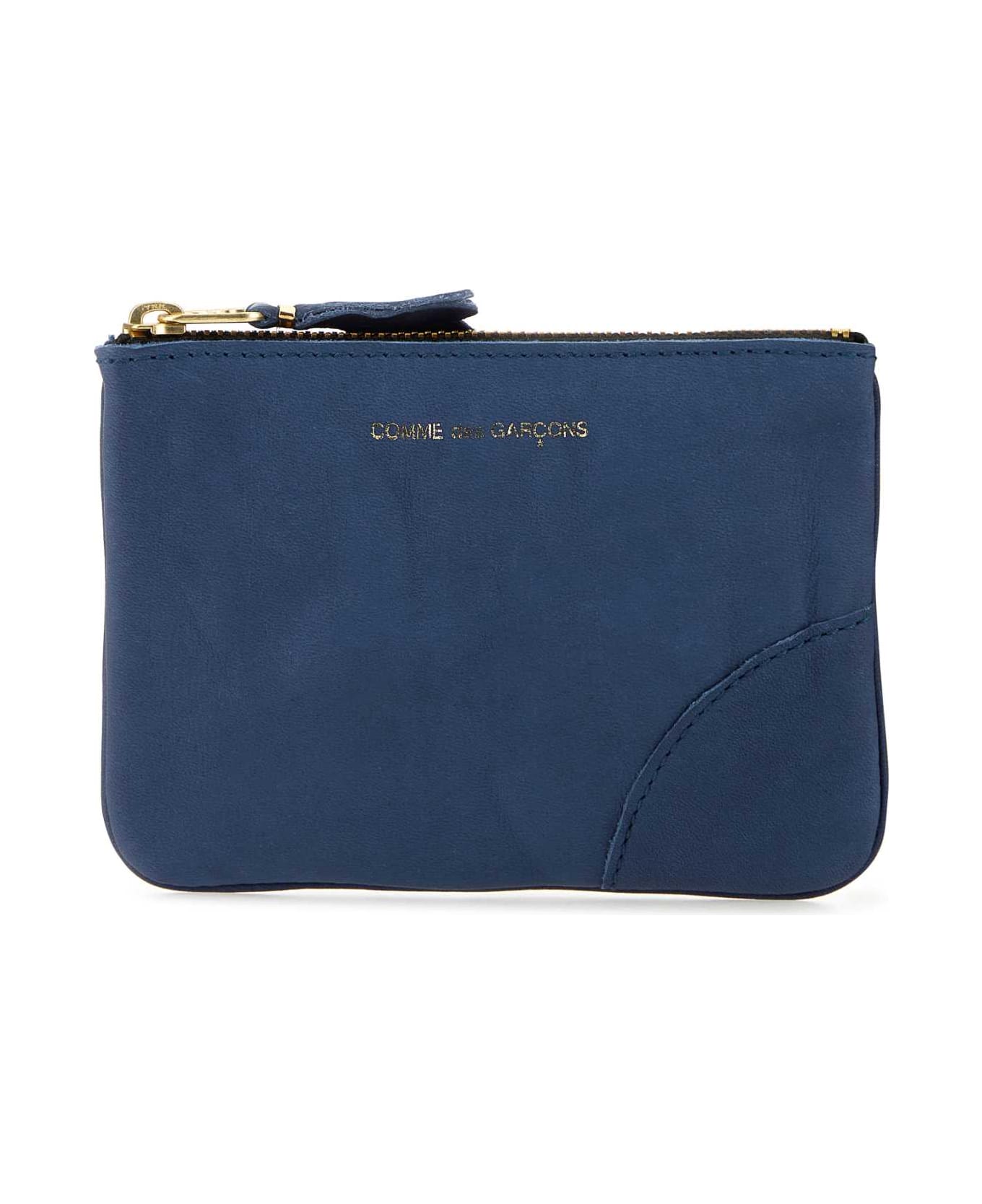 Comme des Garçons Blue Leather Pouch - NAVY クラッチバッグ
