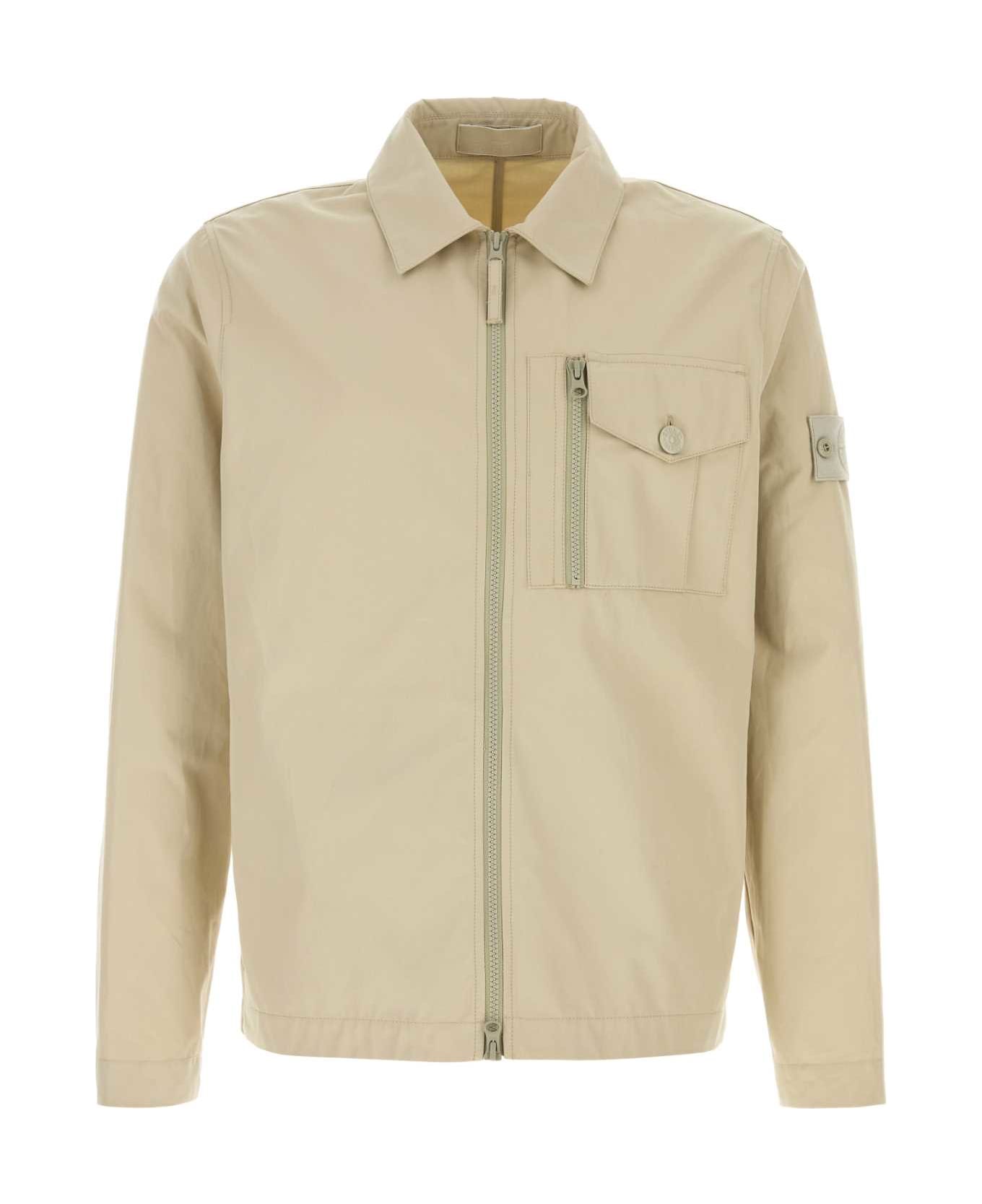 Stone Island Beige Cotton Jacket - BLACK シャツ