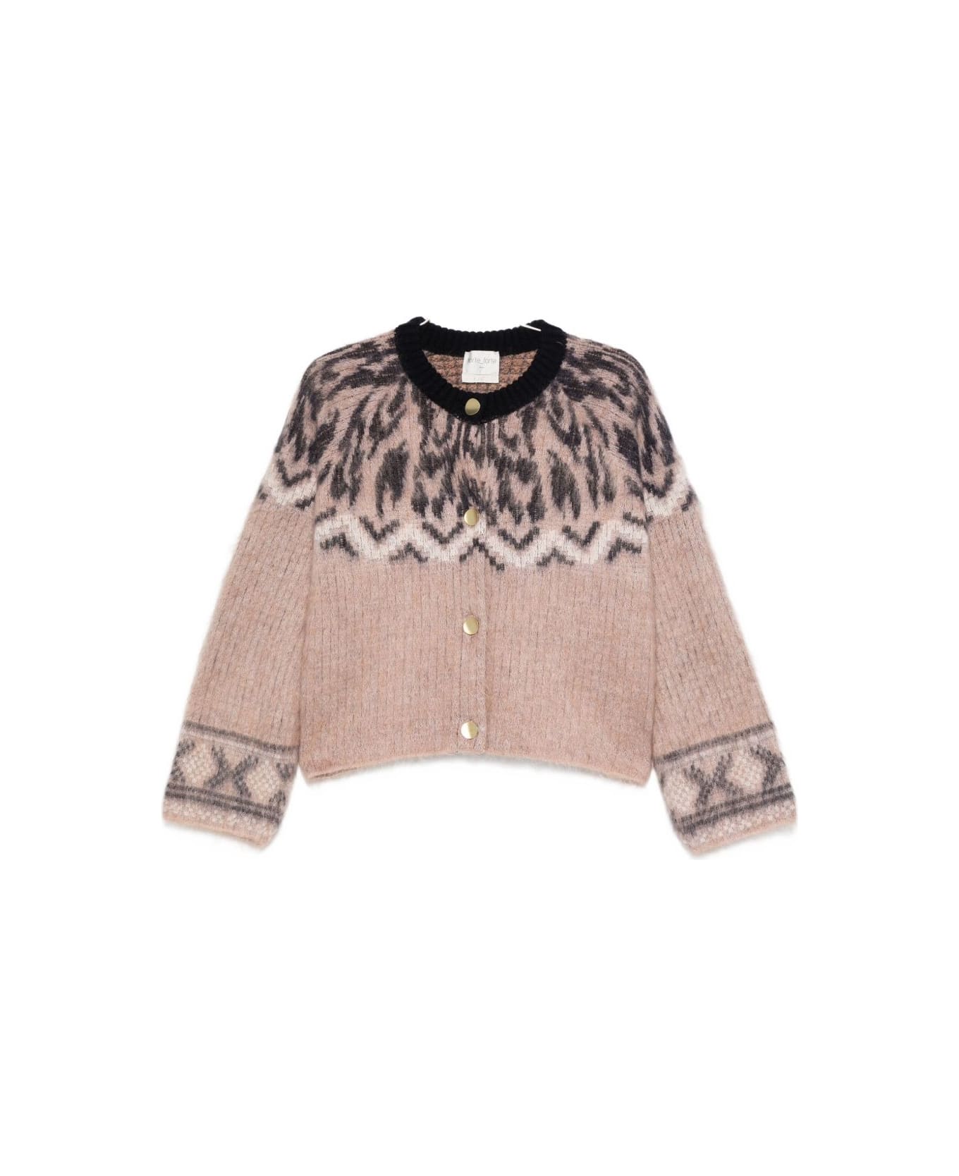 Forte_Forte Wool Jacquard Cardigan - Brown