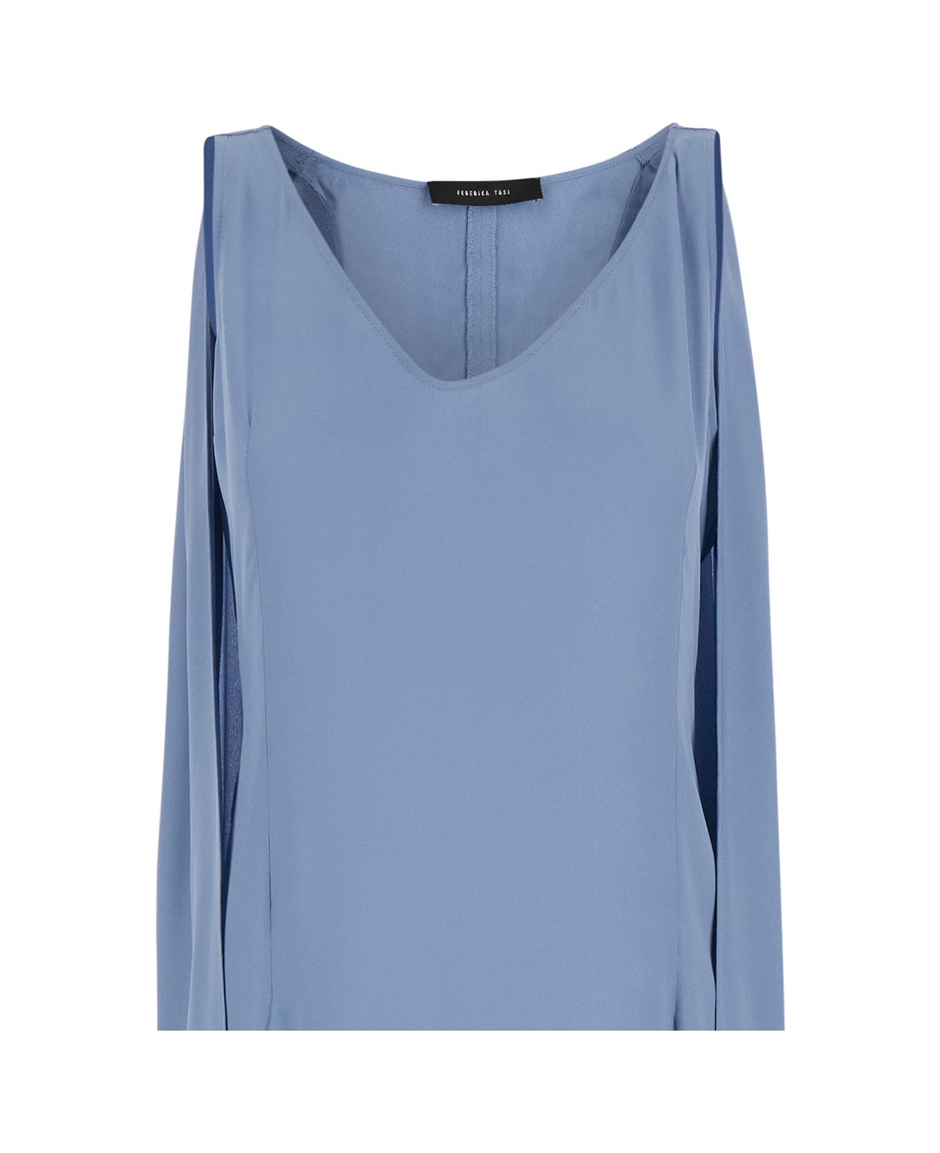 Federica Tosi Light Blue Maxi Dress With Cape In Silk Blend Woman - Blu ワンピース＆ドレス