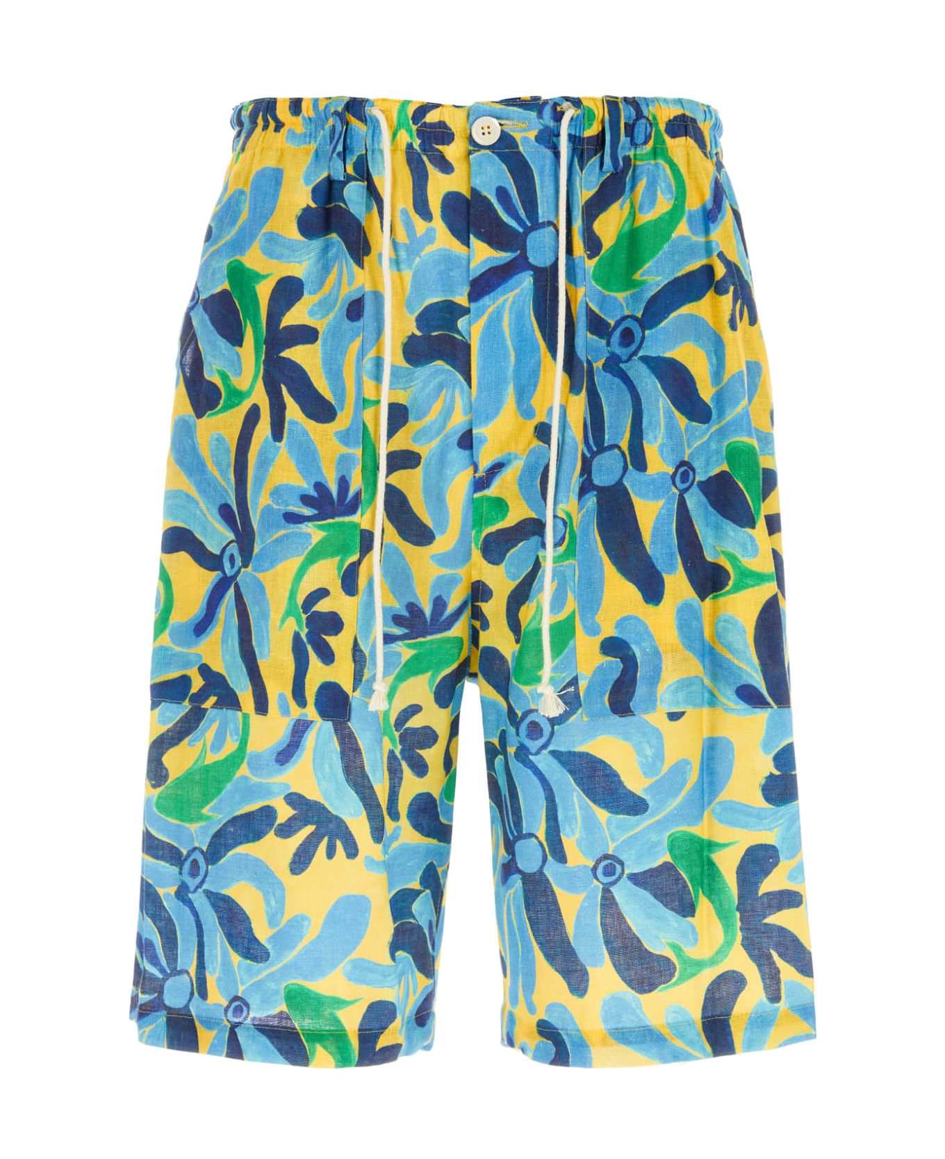Marni Printed Linen Blend Bermuda Shorts - CFB39