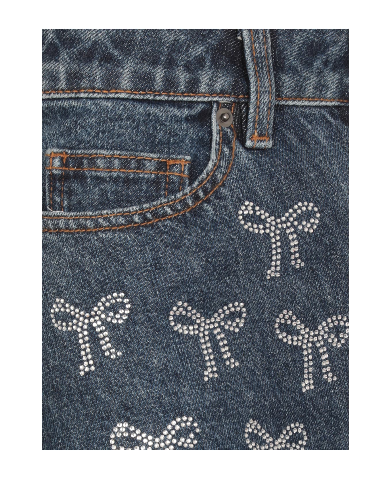 self-portrait Jeans With Rhinestones - Blue