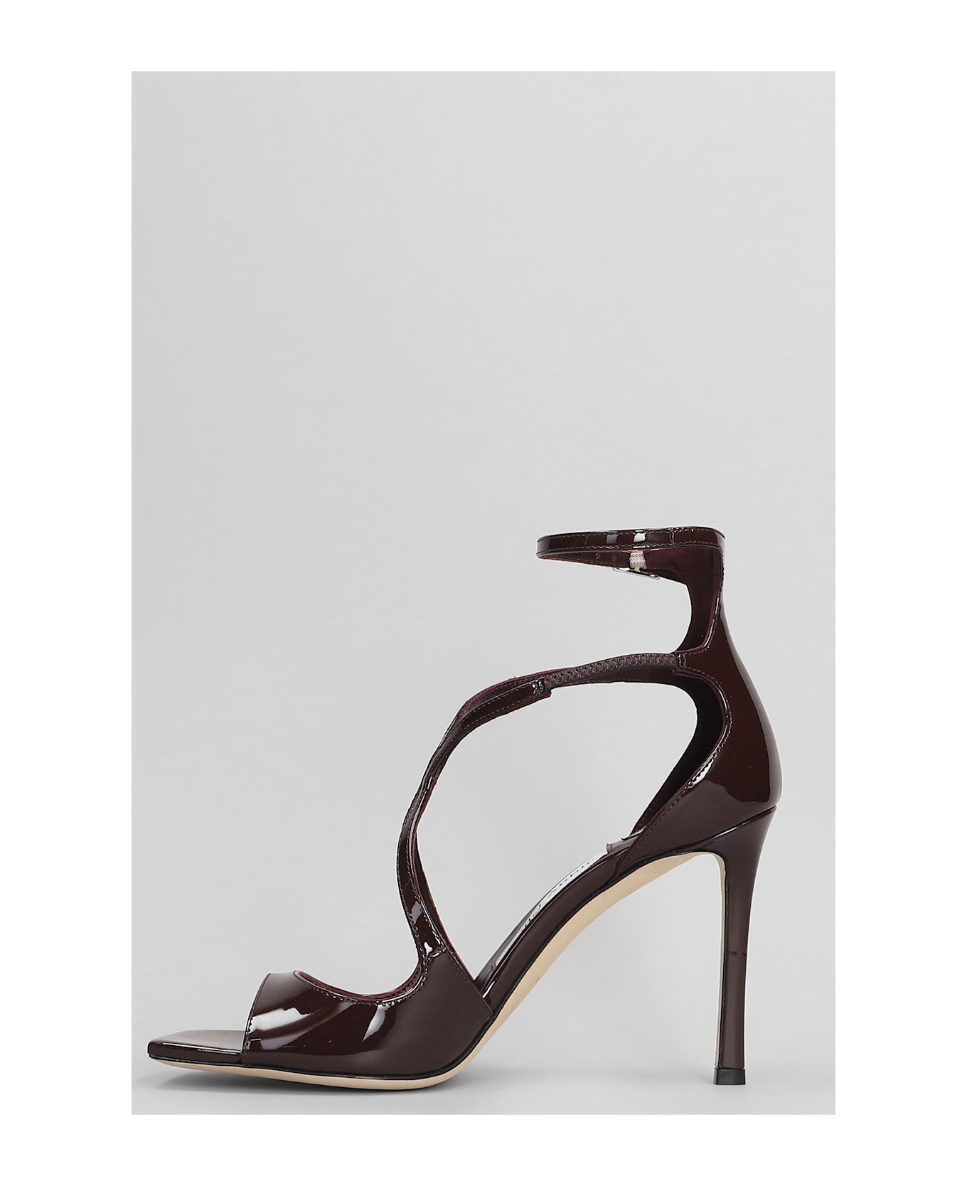Jimmy Choo Azia 95 Sandals In Bordeaux Patent Leather - bordeaux
