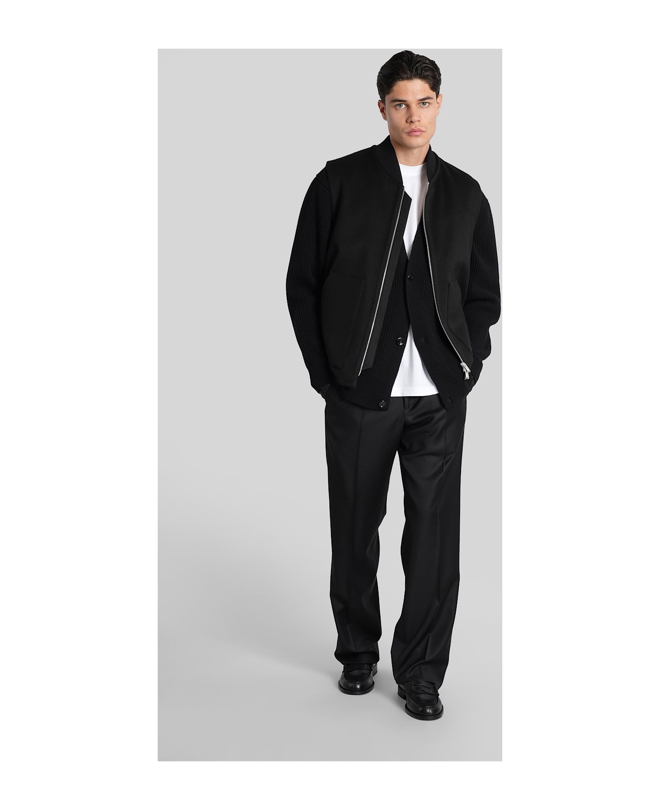 Lardini Cardigan In Black Wool - black