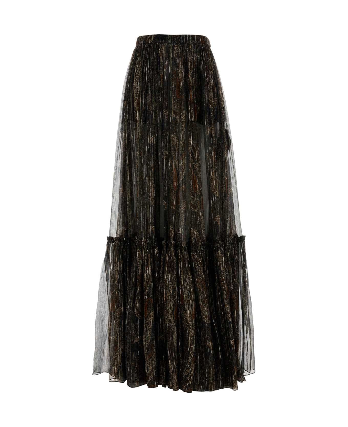 Saint Laurent Printed Silk Blend Skirt - MULTICOLOREFONCE