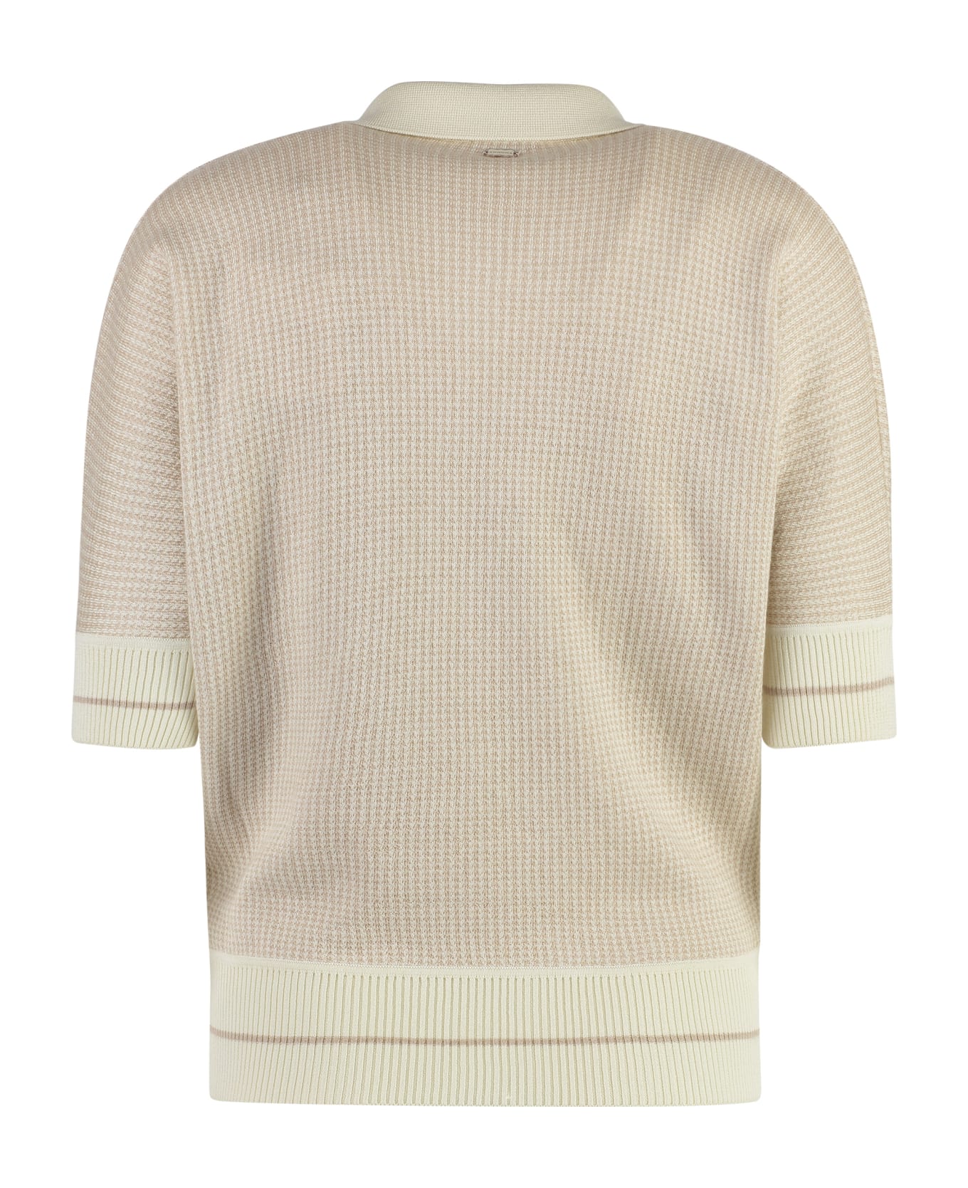 Agnona Contrast Trim Knitted Polo Shirt - Beige