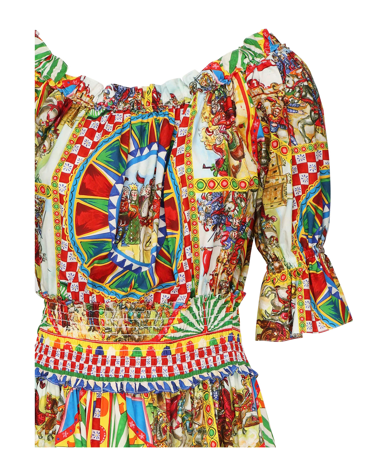 Dolce 
Gabbana Midi Dress With Cart Print - MultiColour