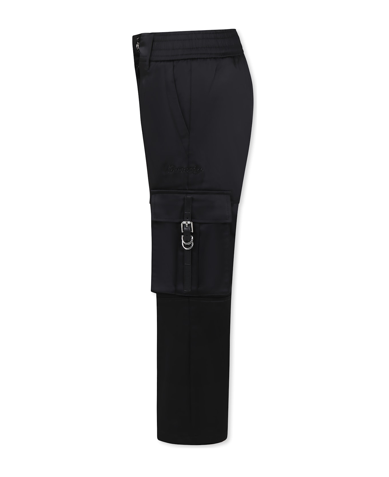 Givenchy Black Trousers For Girl With Logo - Black