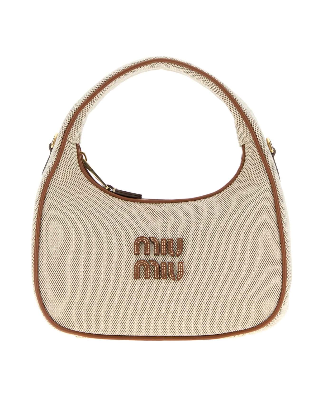 Miu Miu Two-tone Canvas Handbag - NATURALEBRANDY