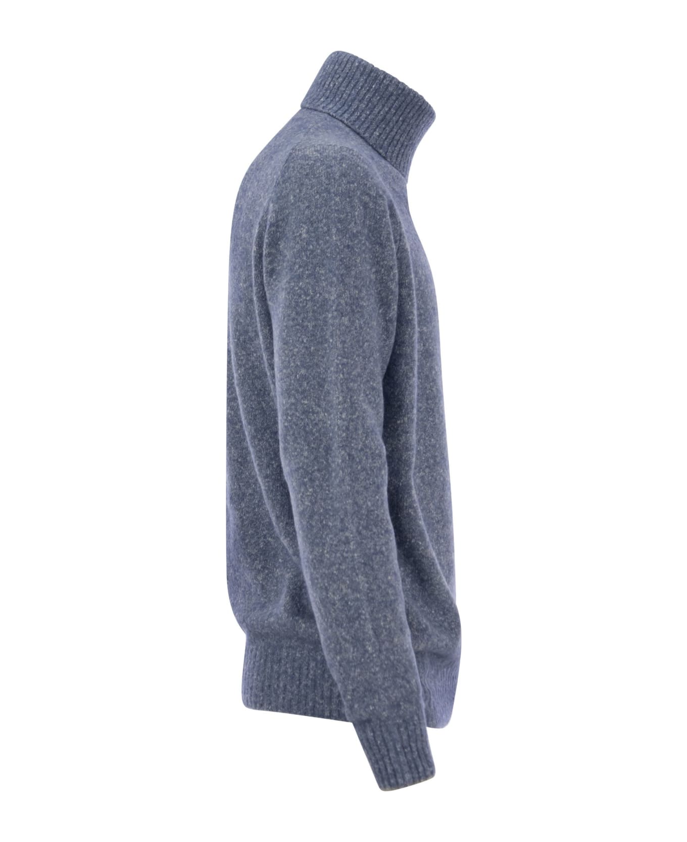 Brunello Cucinelli Turtleneck Sweater In Alpaca, Cotton And Wool - Light Blue ニットウェア