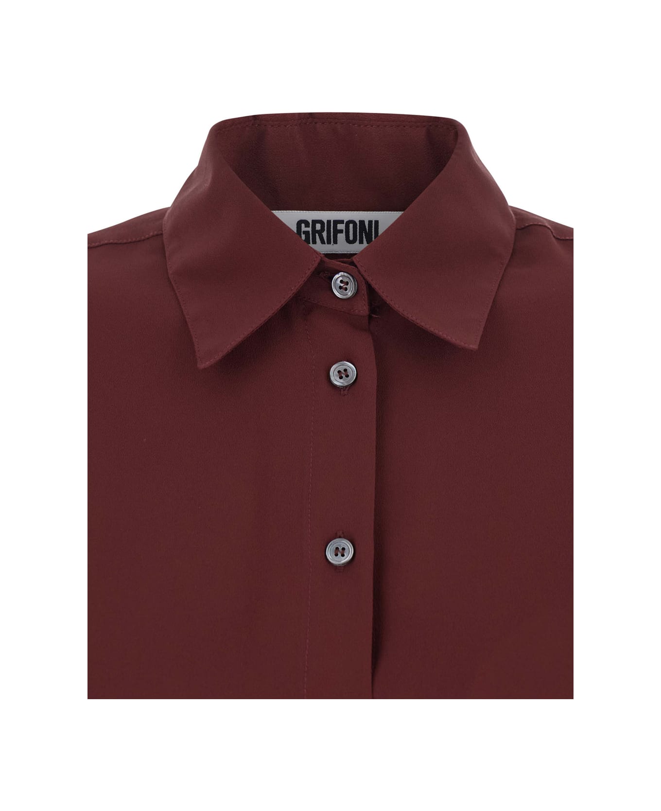 Mauro Grifoni Bordeaux Shirt With Classic Collar And Buttoned Cuffs In Cotton Blend Woman - Bordeaux