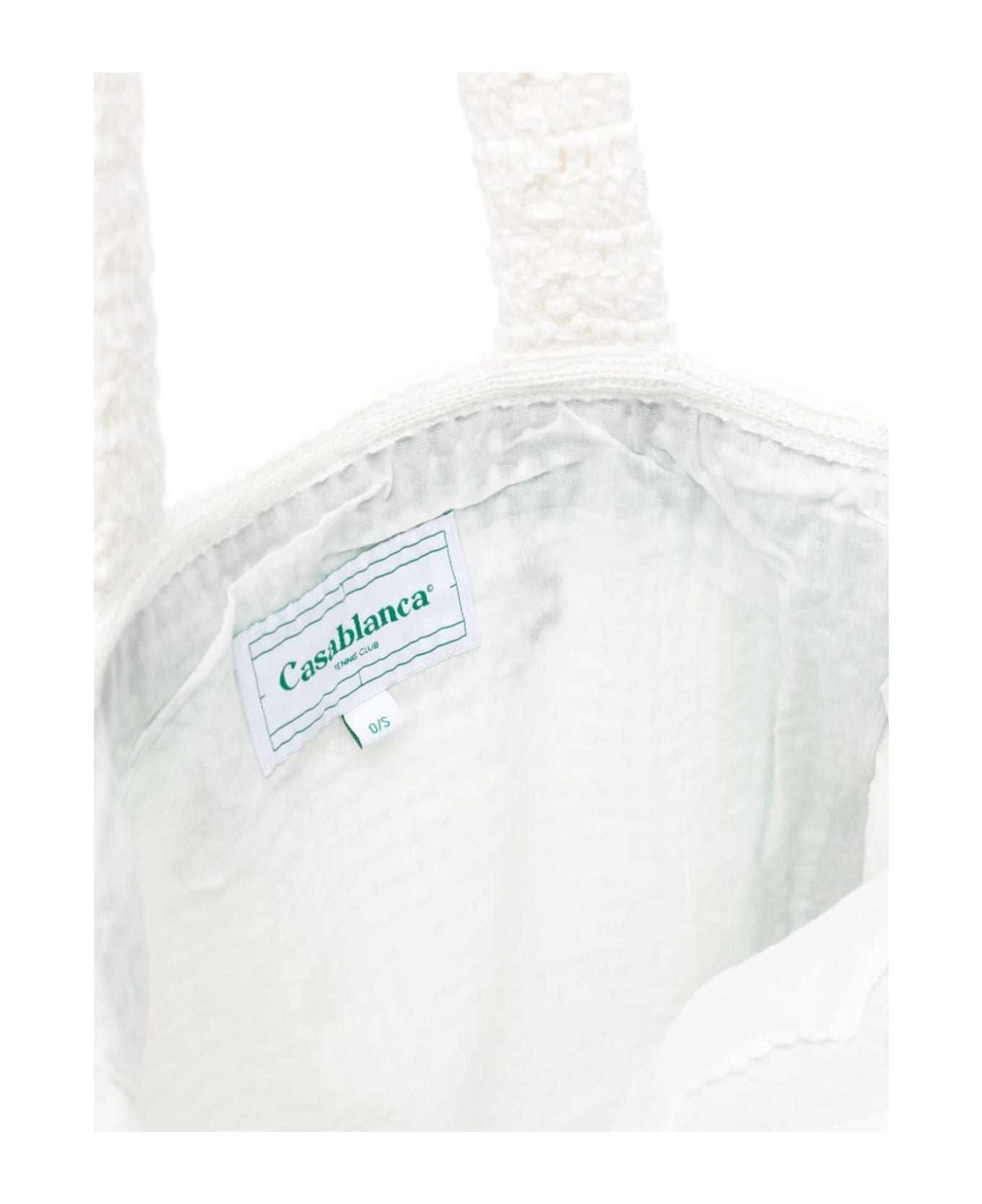 Casablanca Crocheted Tennis Tote Bag In Green And White - Green