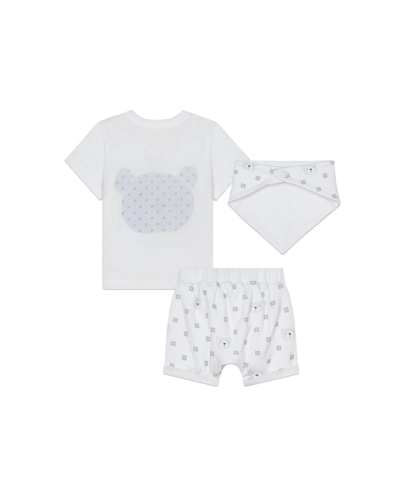Givenchy Set With Printed Cotton T-shirt, Shorts And Bandana - White