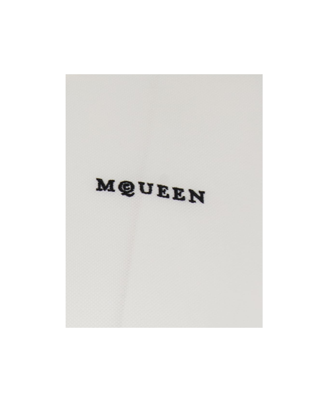 Alexander McQueen White Polo Shirt With Classic Collar And Logo Lettering Embroidery On The Front In Cotton Man - White