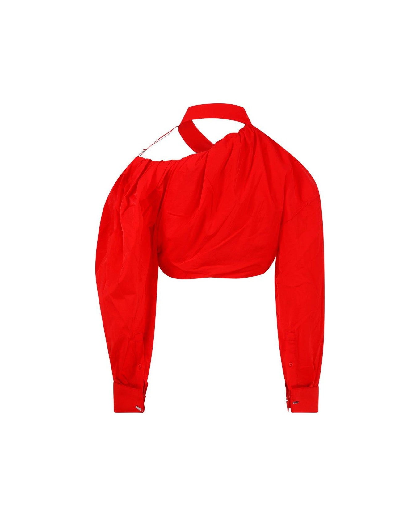 Jacquemus Asymmetric Cropped Shirt - RED