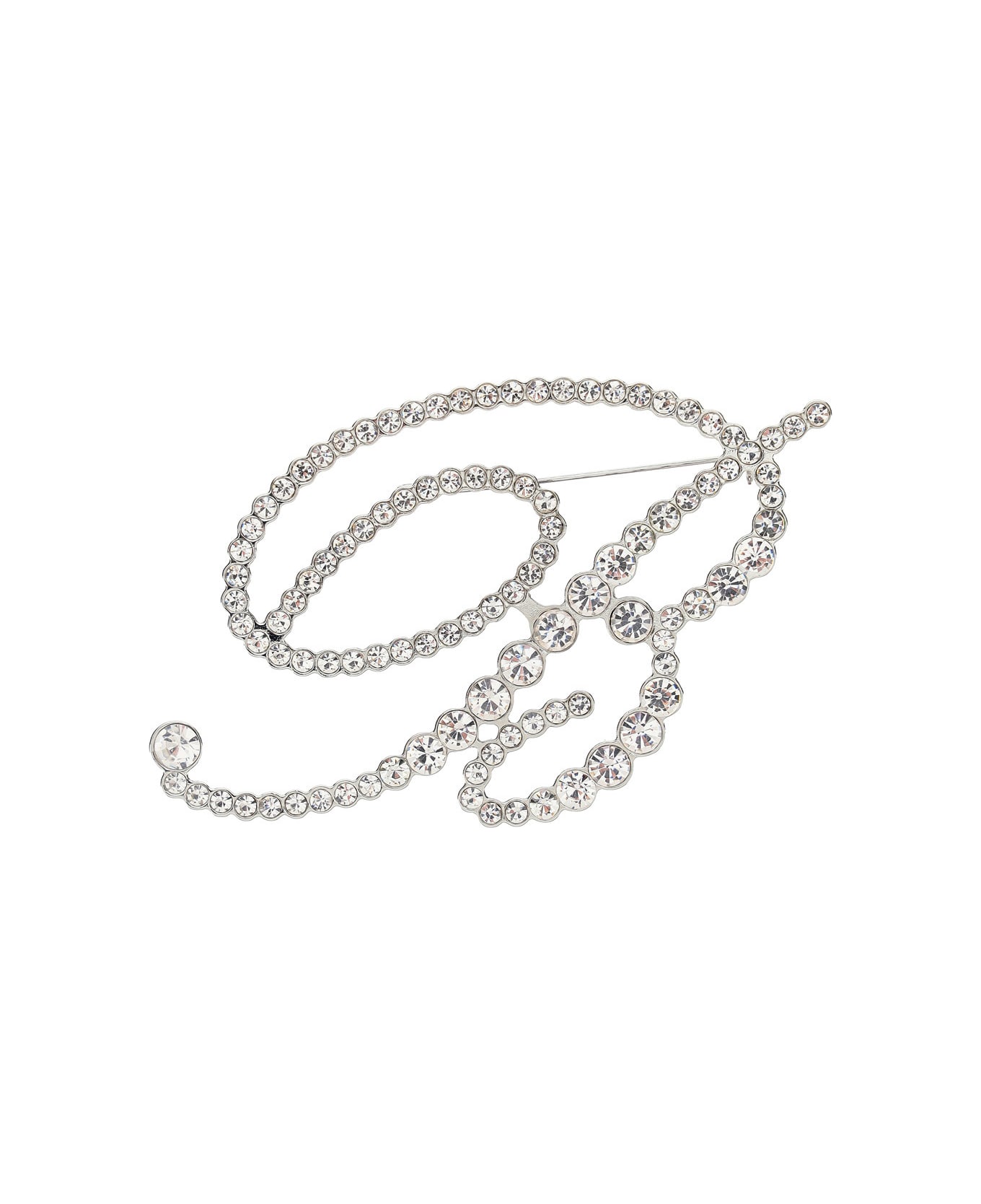 Blumarine Crystal B Monogram Brooch - ARGENTO (Silver)