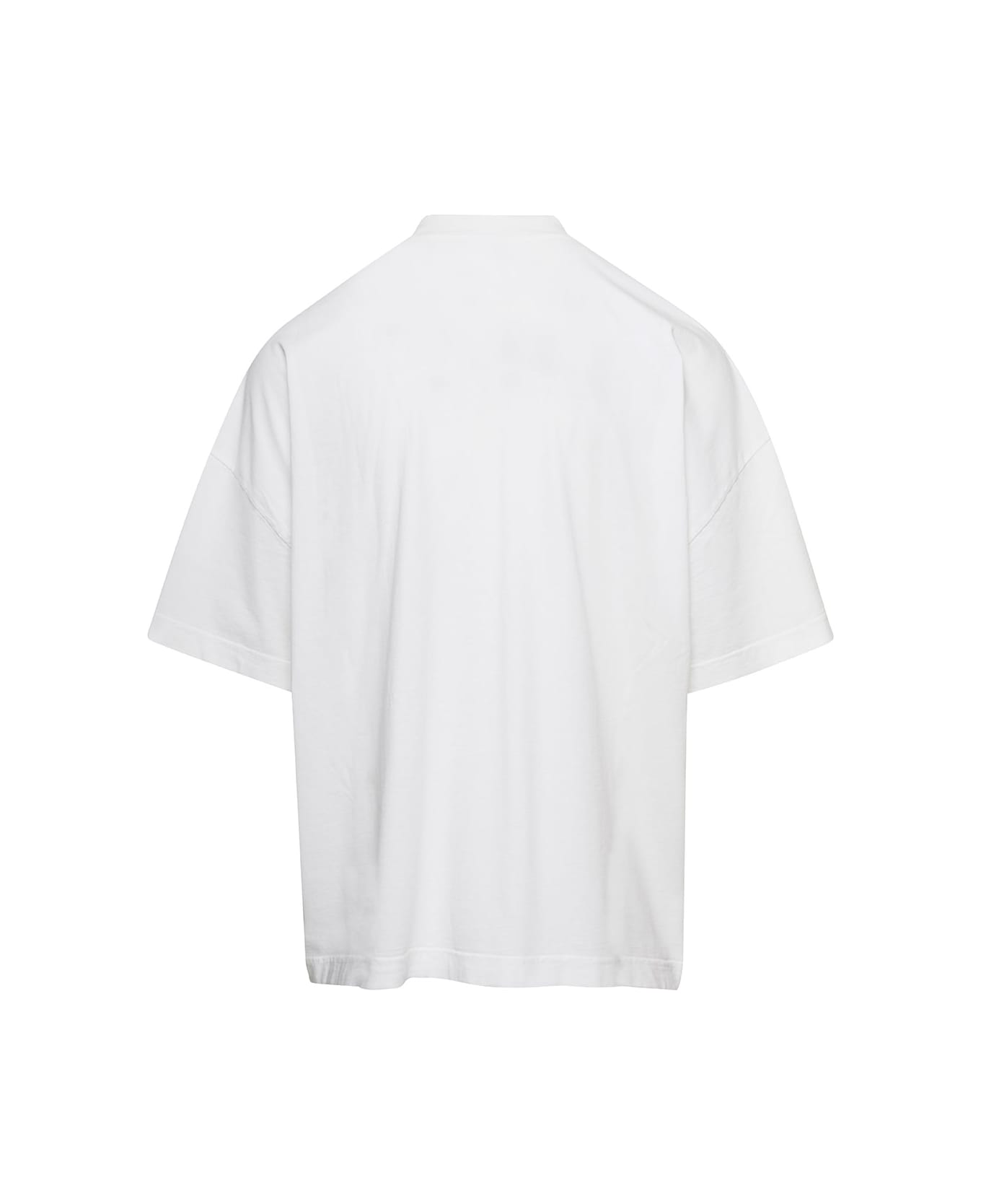 Bonsai Oversized White T-shirt With Logo Print In Cotton Man - White シャツ
