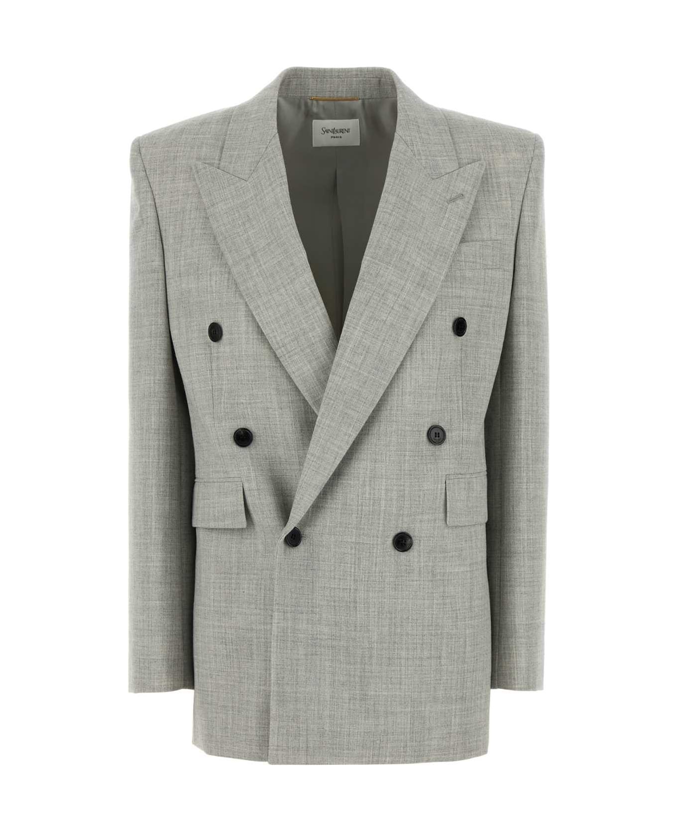 Saint Laurent Grey Wool Blazer - GRISCLAIR