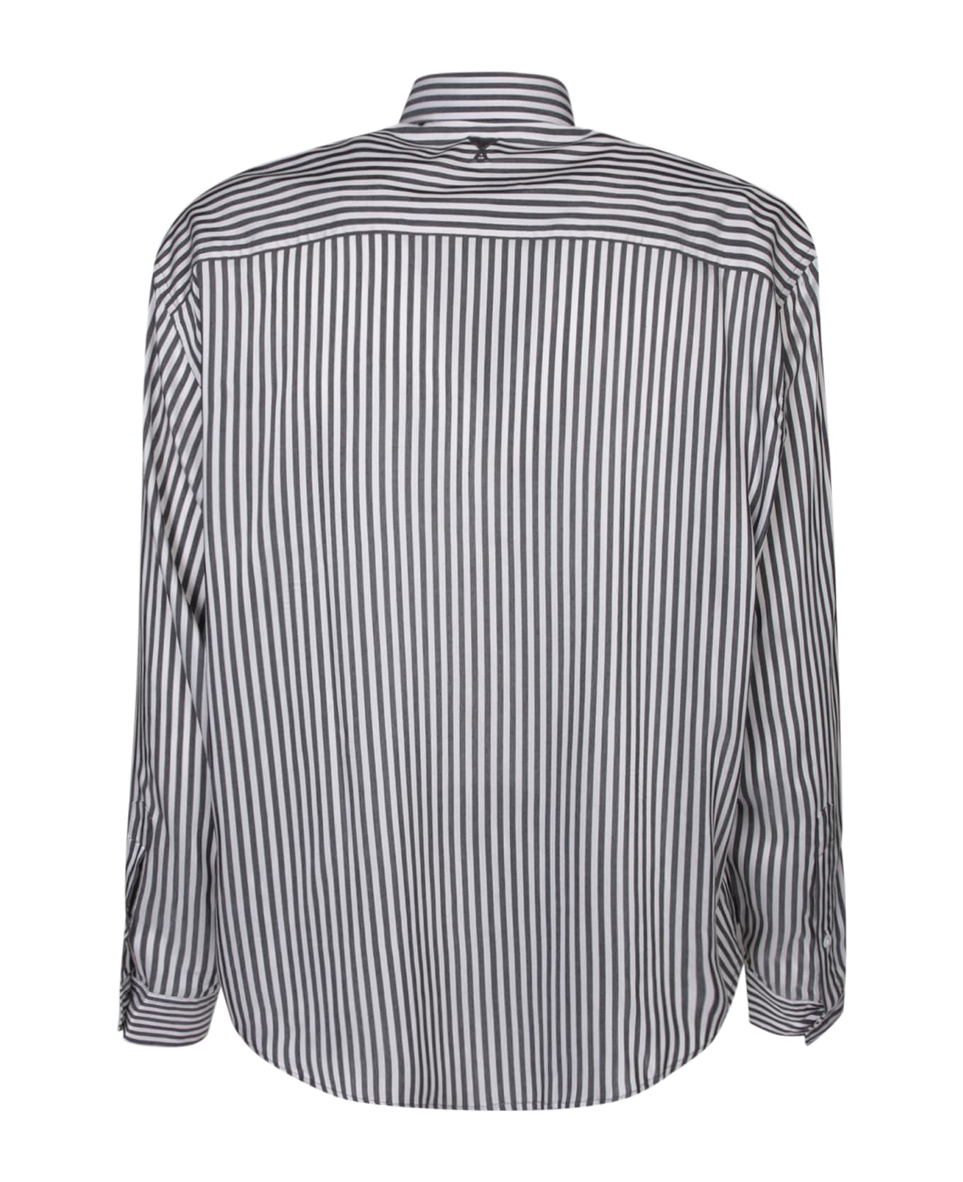 Ami Alexandre Mattiussi Cream/black Striped Shirt Ami Paris - Black