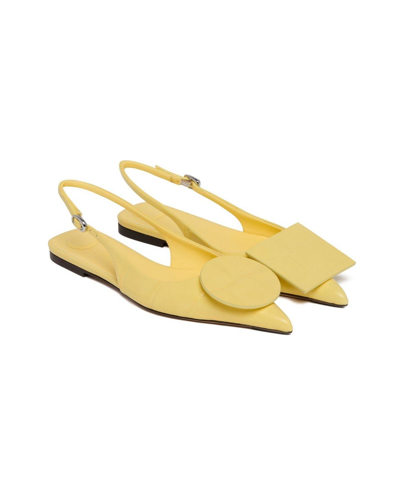 Jacquemus Pointed Toe Slingback Flats - LIGHTYELLOW
