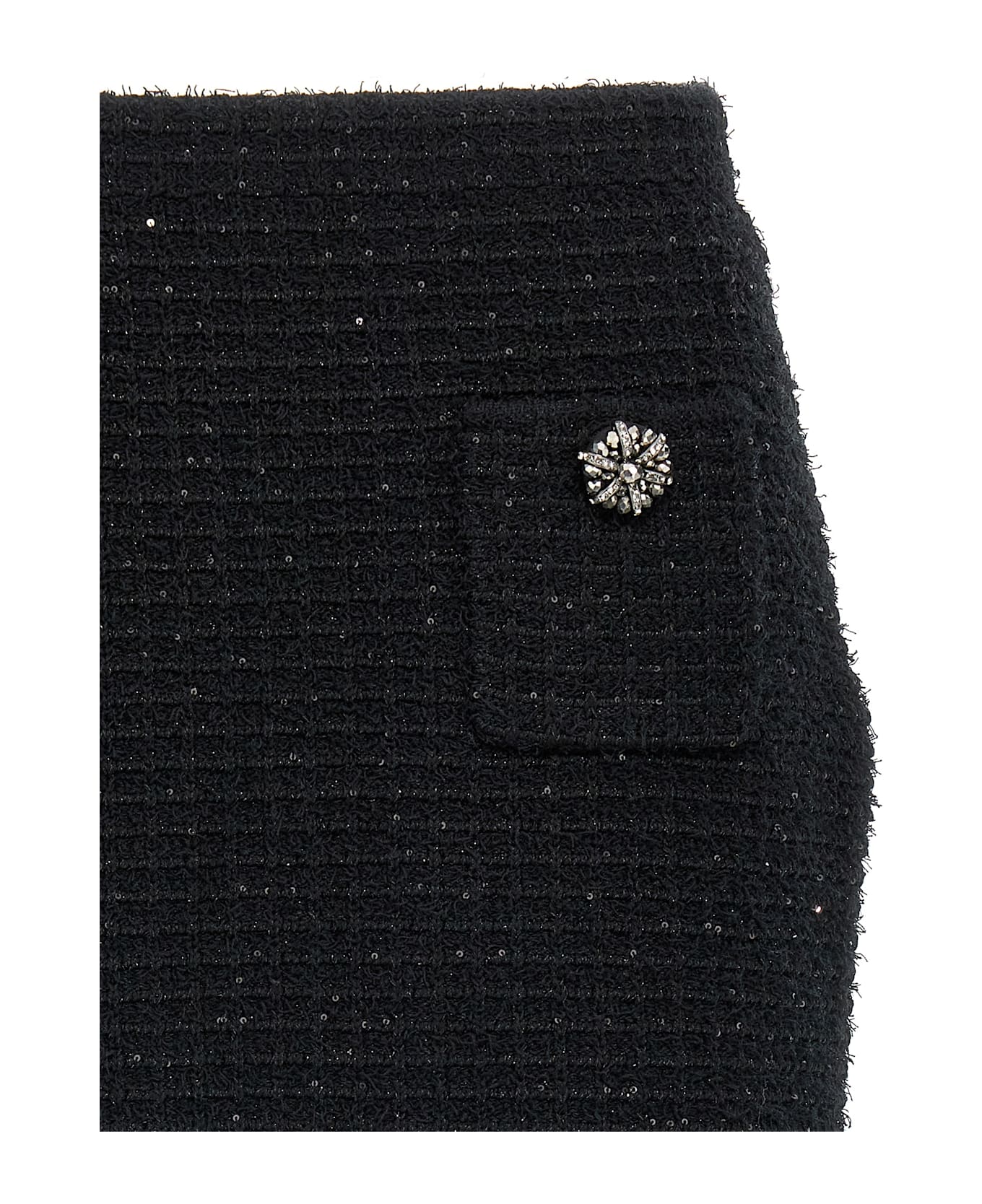 self-portrait 
black Textured Knit Mini
 Skirt - Black