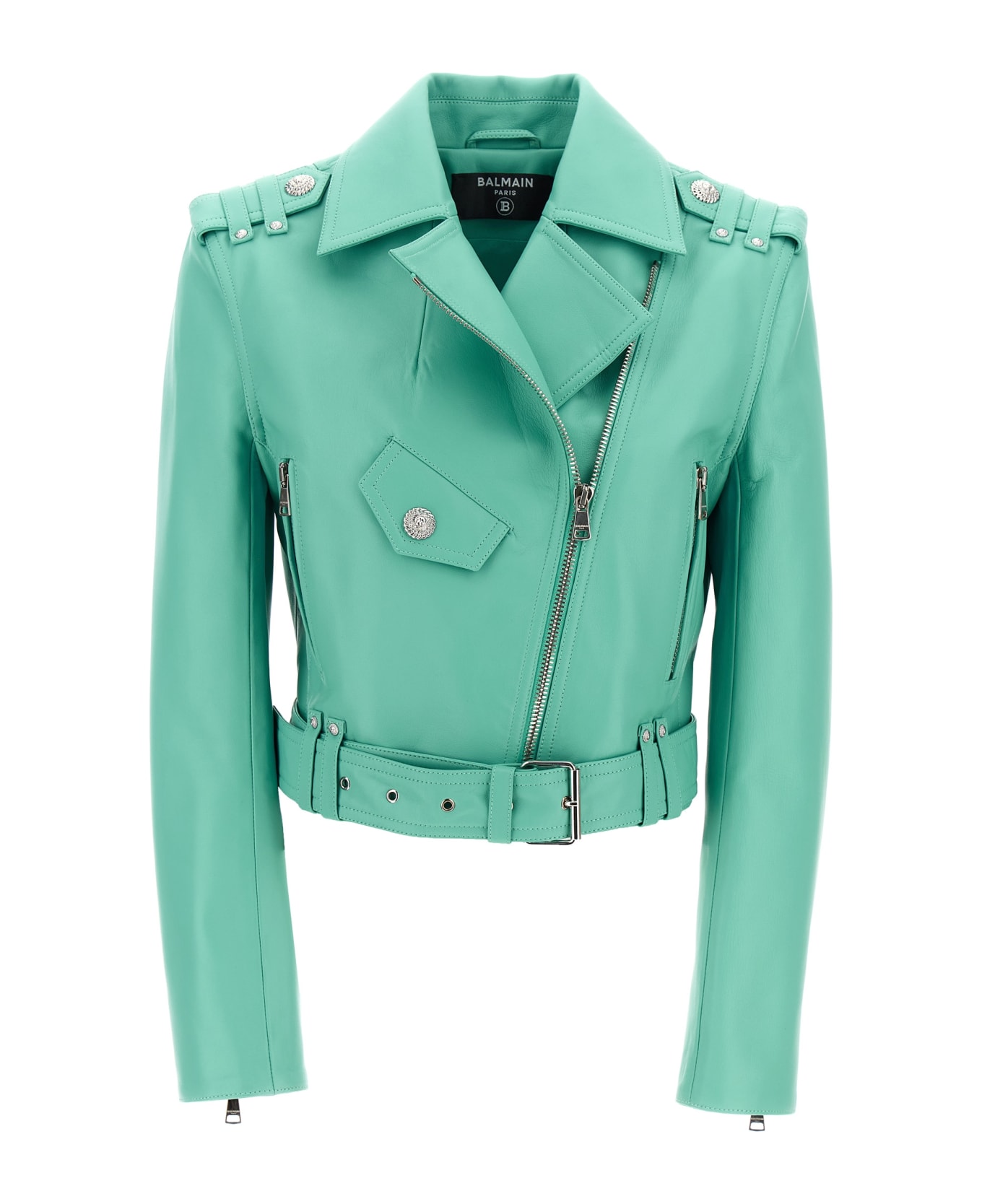 Balmain 'biker' Jacket - Light Blue