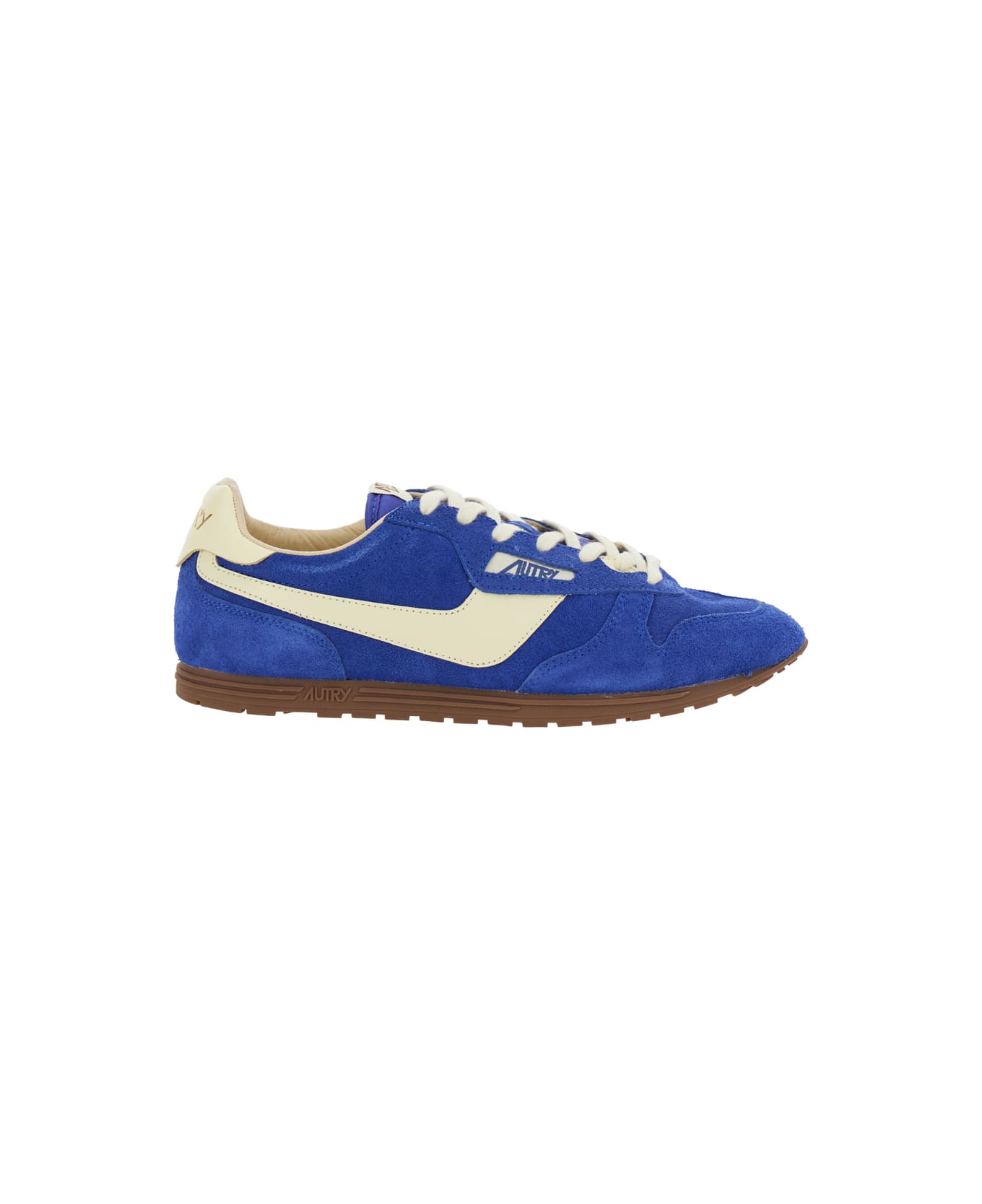Autry 'windspin Low' Blue Sneaker With Logo On The Side And On The Heel In Suede Man - Blu