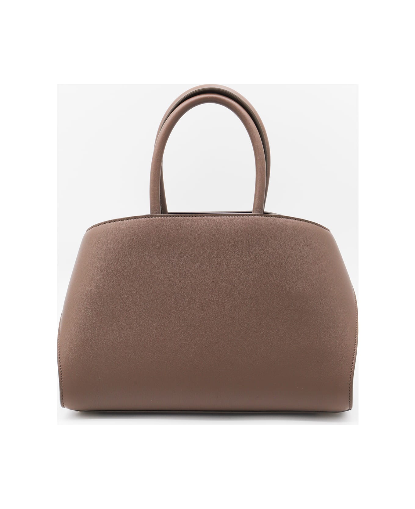 Ferragamo Brown Leather Hug Top Handle Bag - CLAY/LAPIS