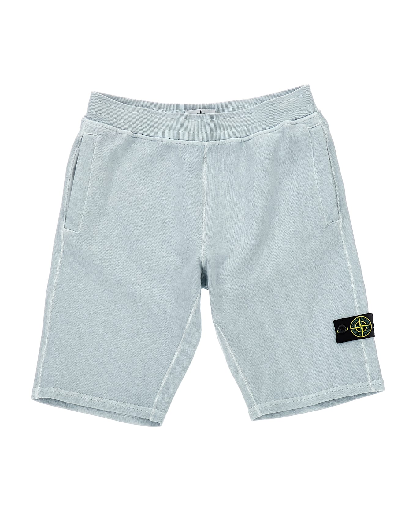 Stone Island Junior Logo Badge Bermuda Shorts - Light Blue
