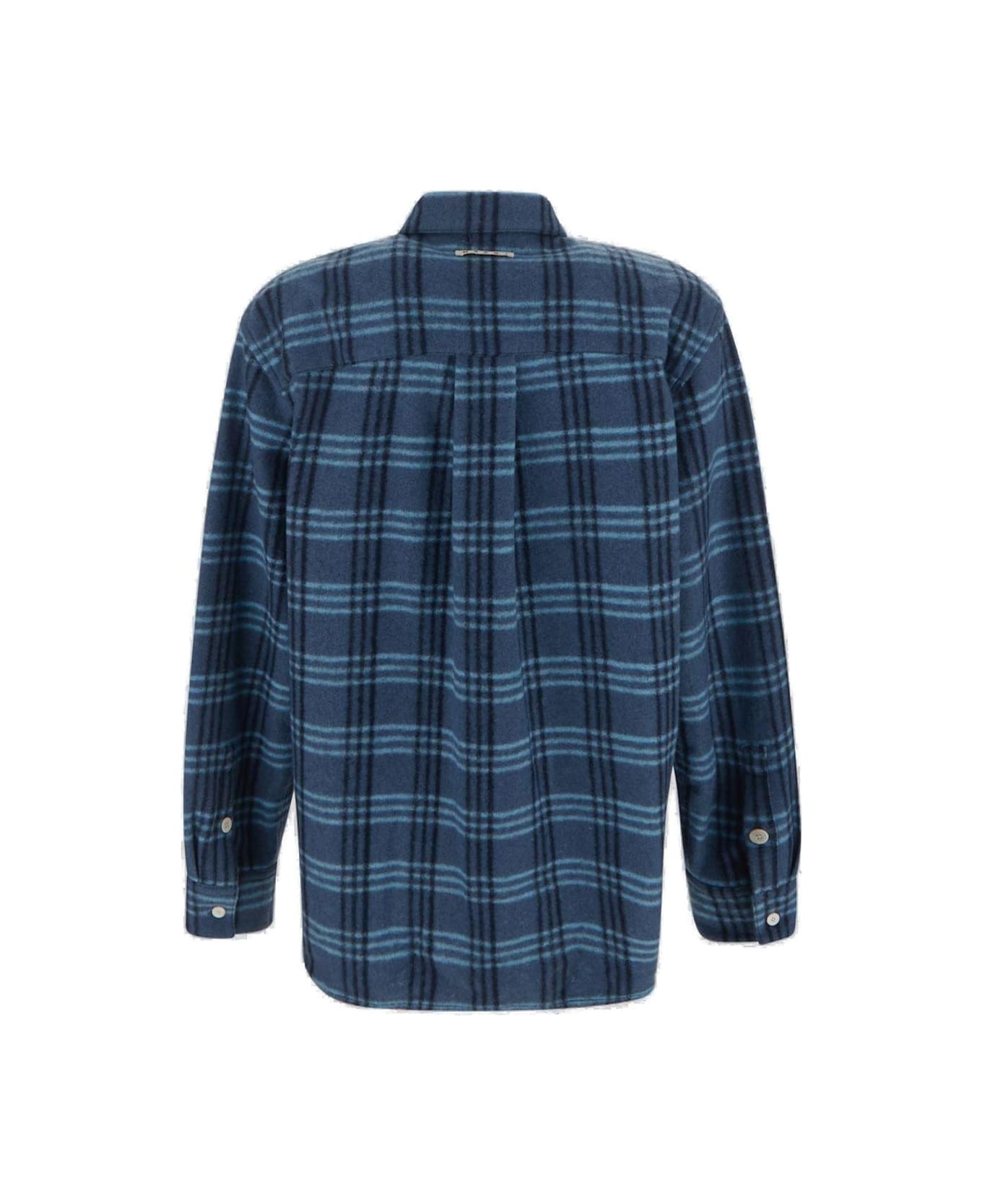 Marni Check Pattern Buttoned Flannel Shirt - Blue