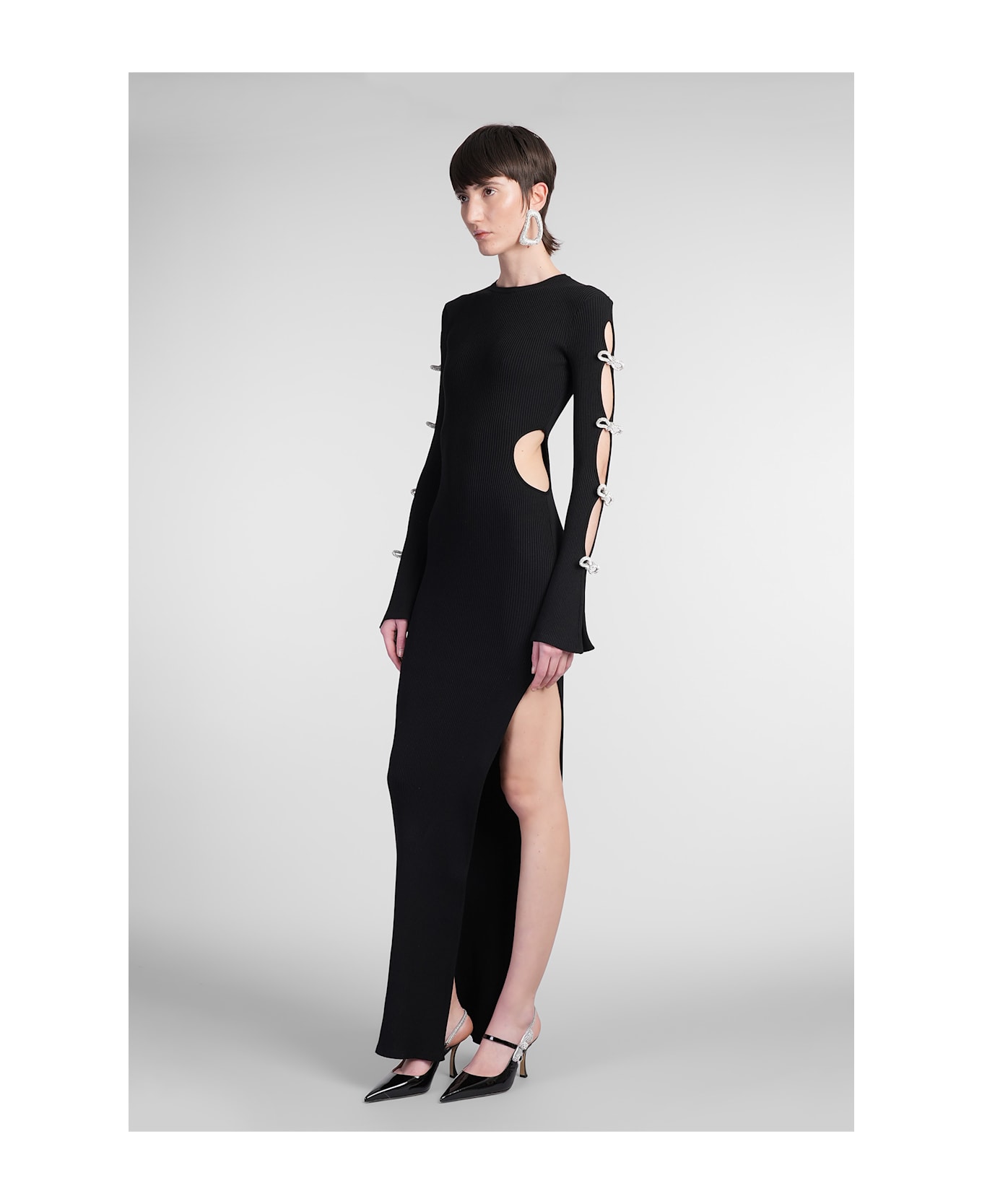 Mach & Mach Long Dress In Black Cotton - black