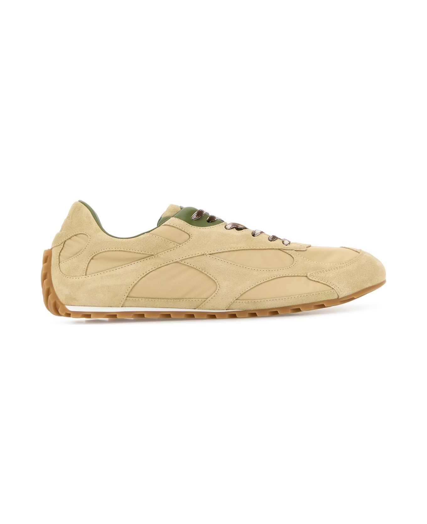 Bottega Veneta Beige Suede And Fabric Orbit Sneakers - TUFOMATCHA