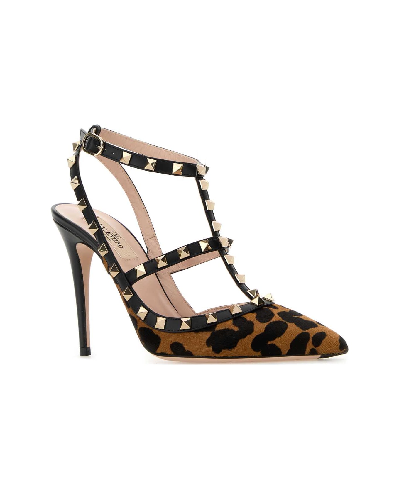 Valentino Garavani Printed Calf Hair Rockstud Pumps - DARK BROWN