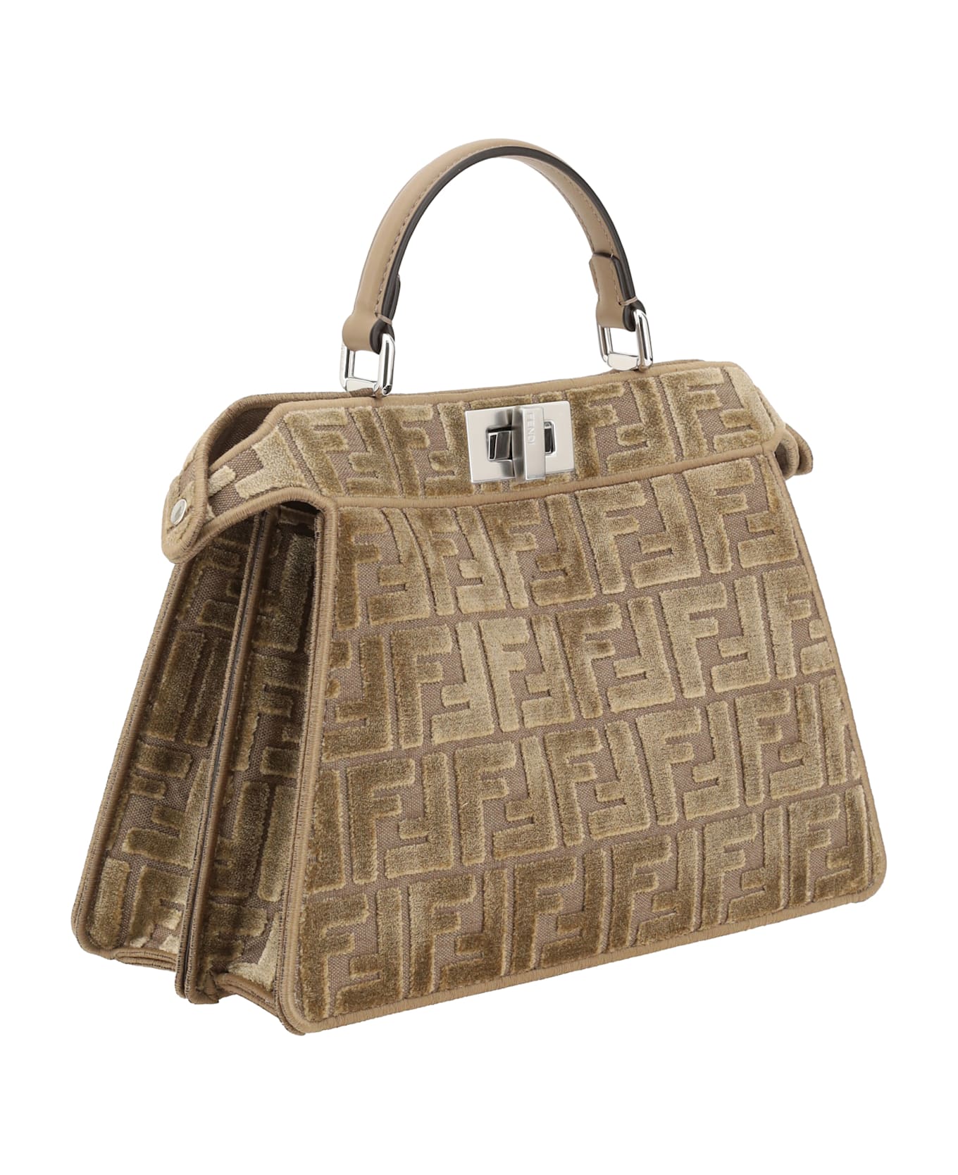 Fendi Velvet Handbag - Cappuccino+palladio