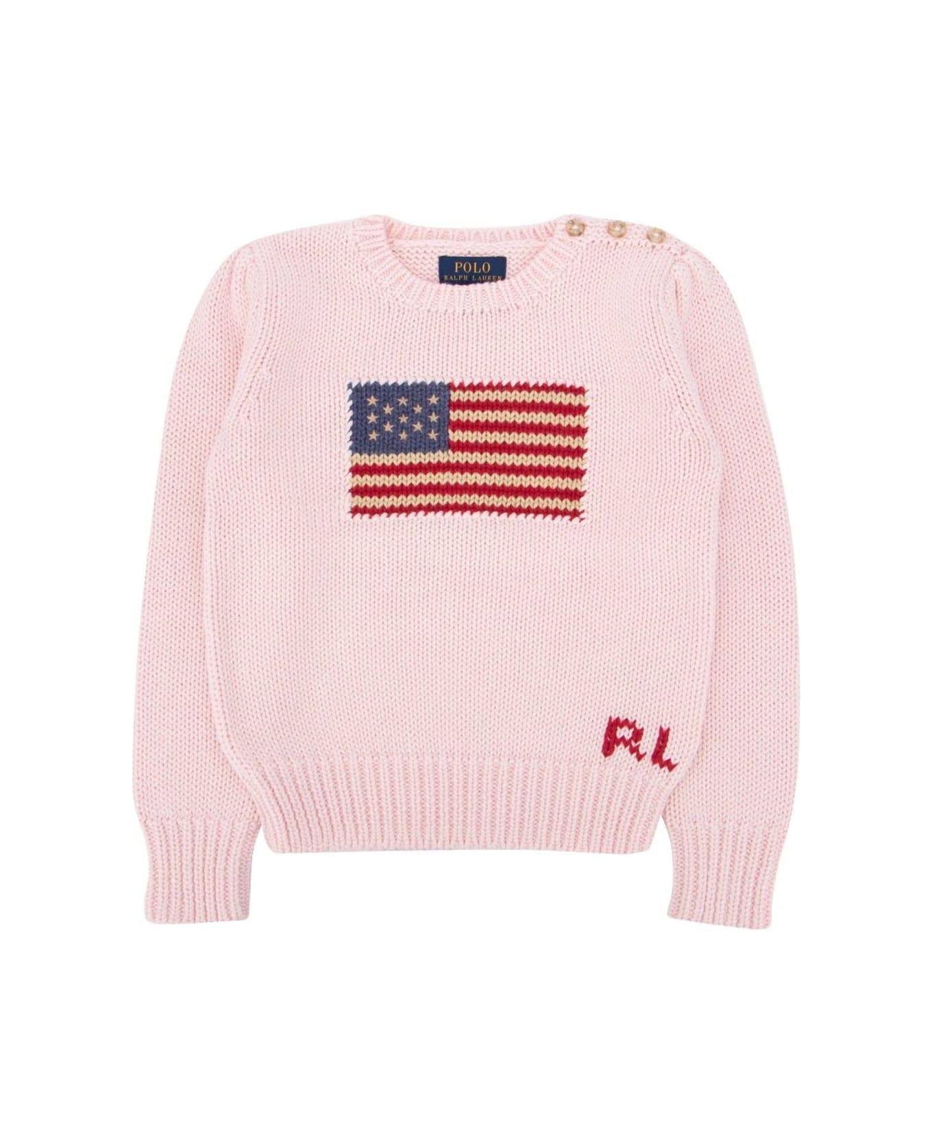 Polo Ralph Lauren Us Flag Intarsia Knitted Jumper - Pink