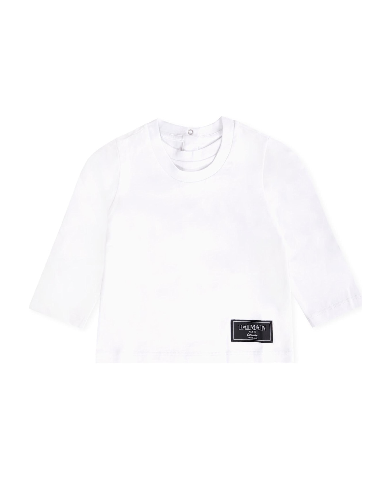 Balmain White T-shirt For Babykids With Logo - White
