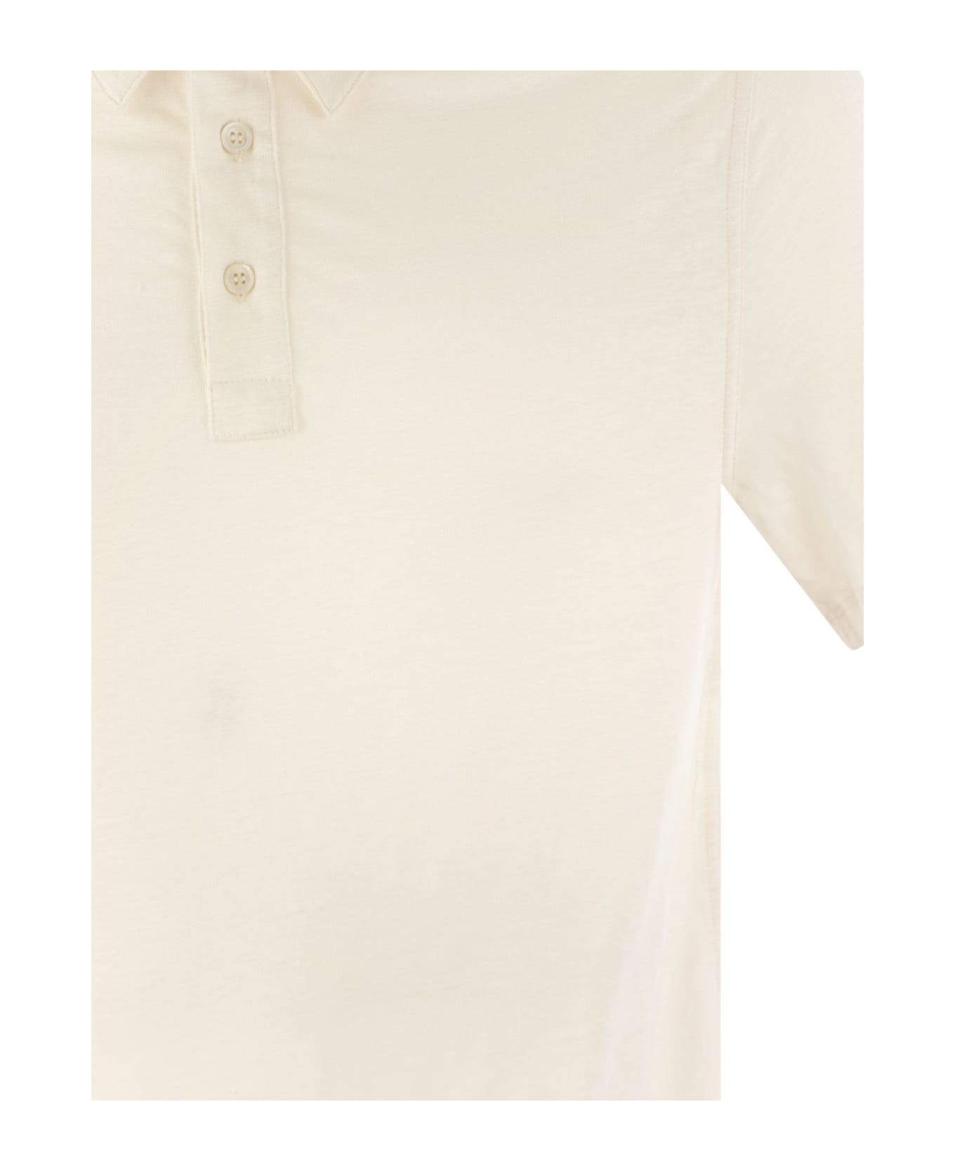 Majestic Filatures Linen Short-sleeved Polo Shirt - Cream ポロシャツ