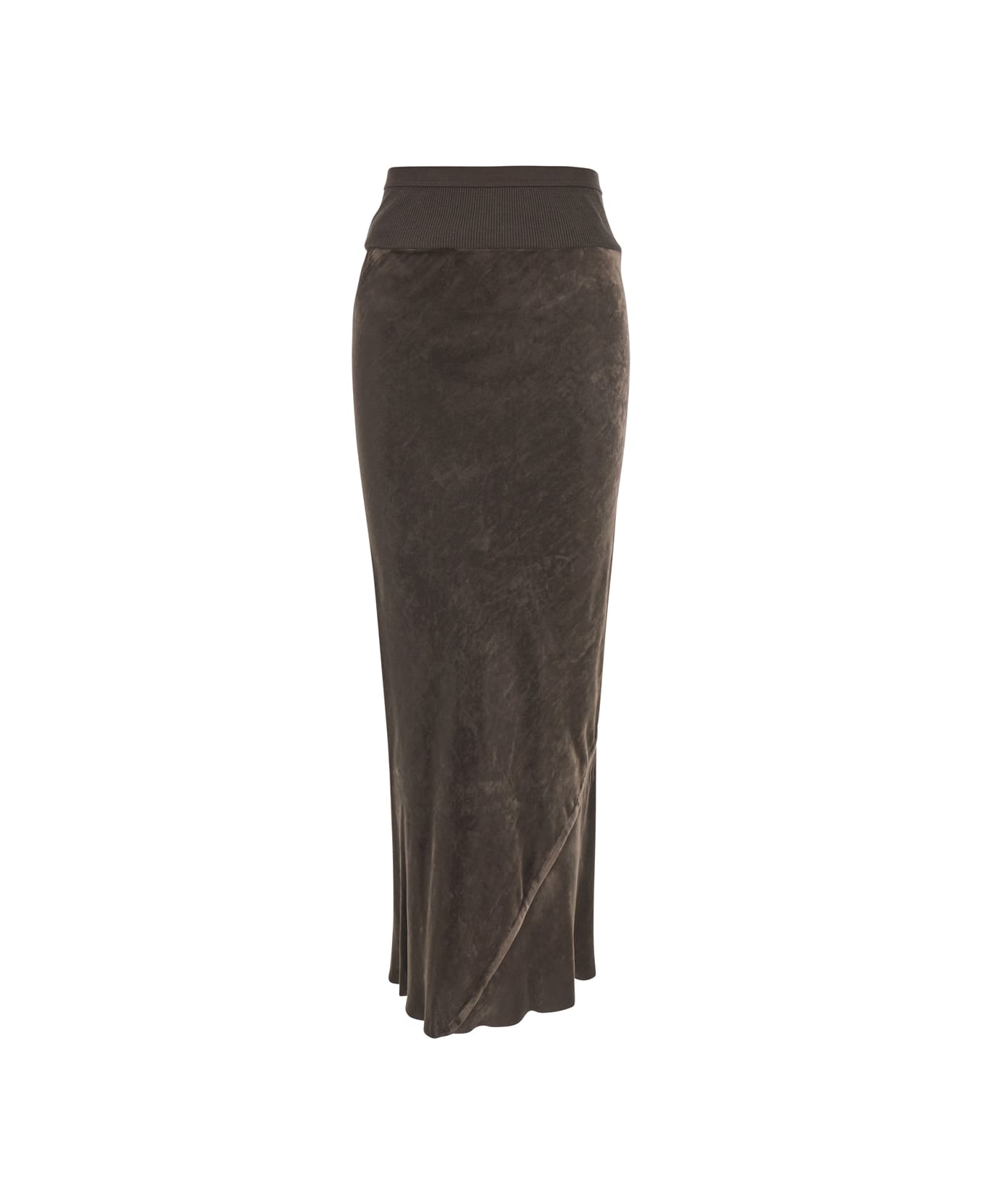 Rick Owens Brown Skirt With Elasticated Waistband And Flared Hem In Chenille Woman - Brown スカート