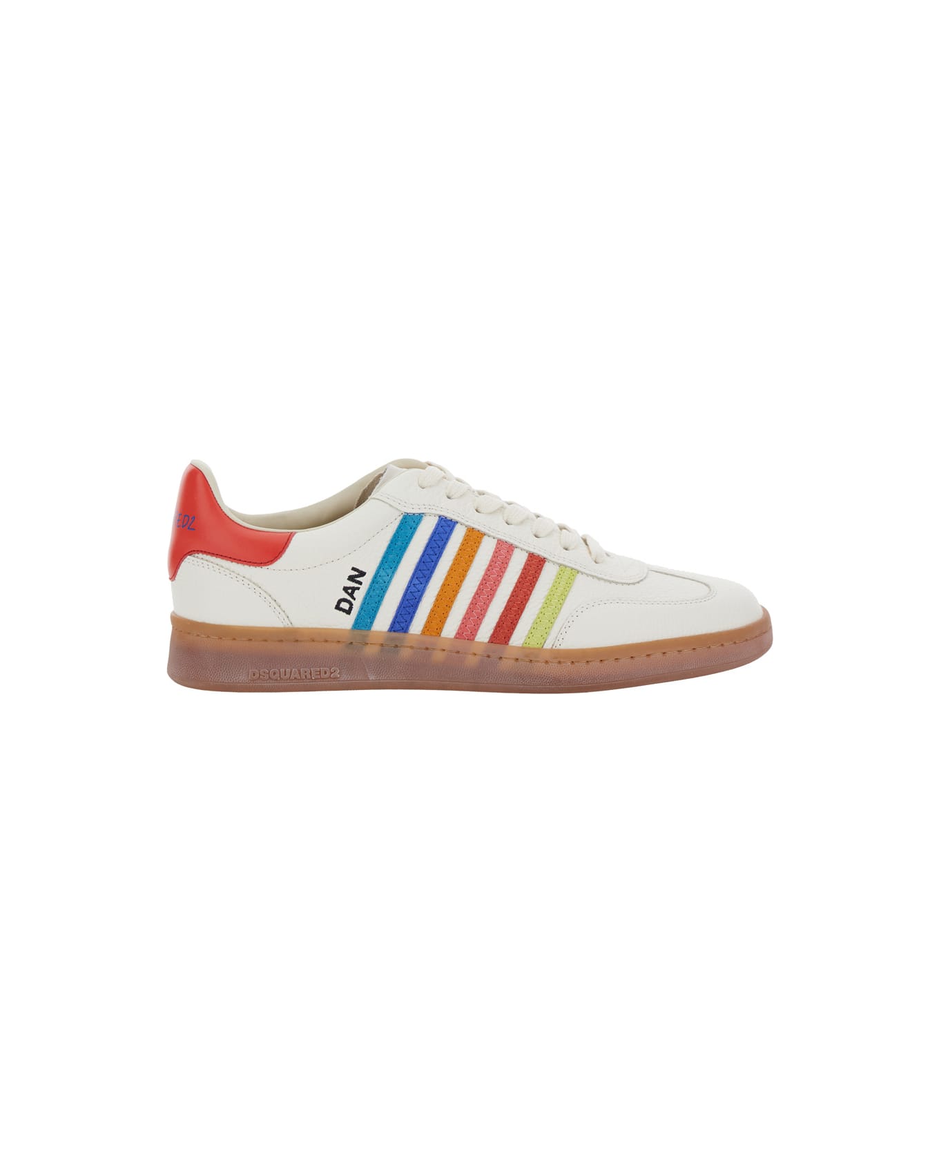 Dsquared2 Beige Low Top Sneaker With Logo On The Tongue And Contrast Heel Tab With Logo In Leather Man - Beige
