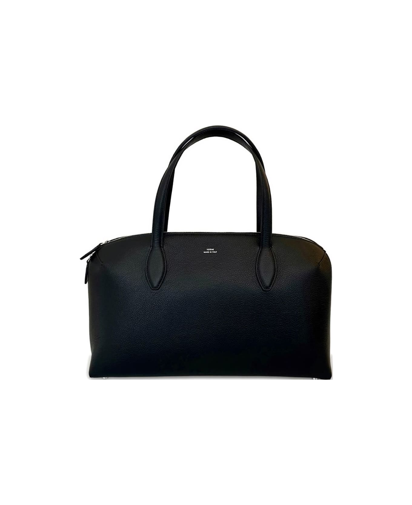 Totême Medium Leather Tote Bag - Black