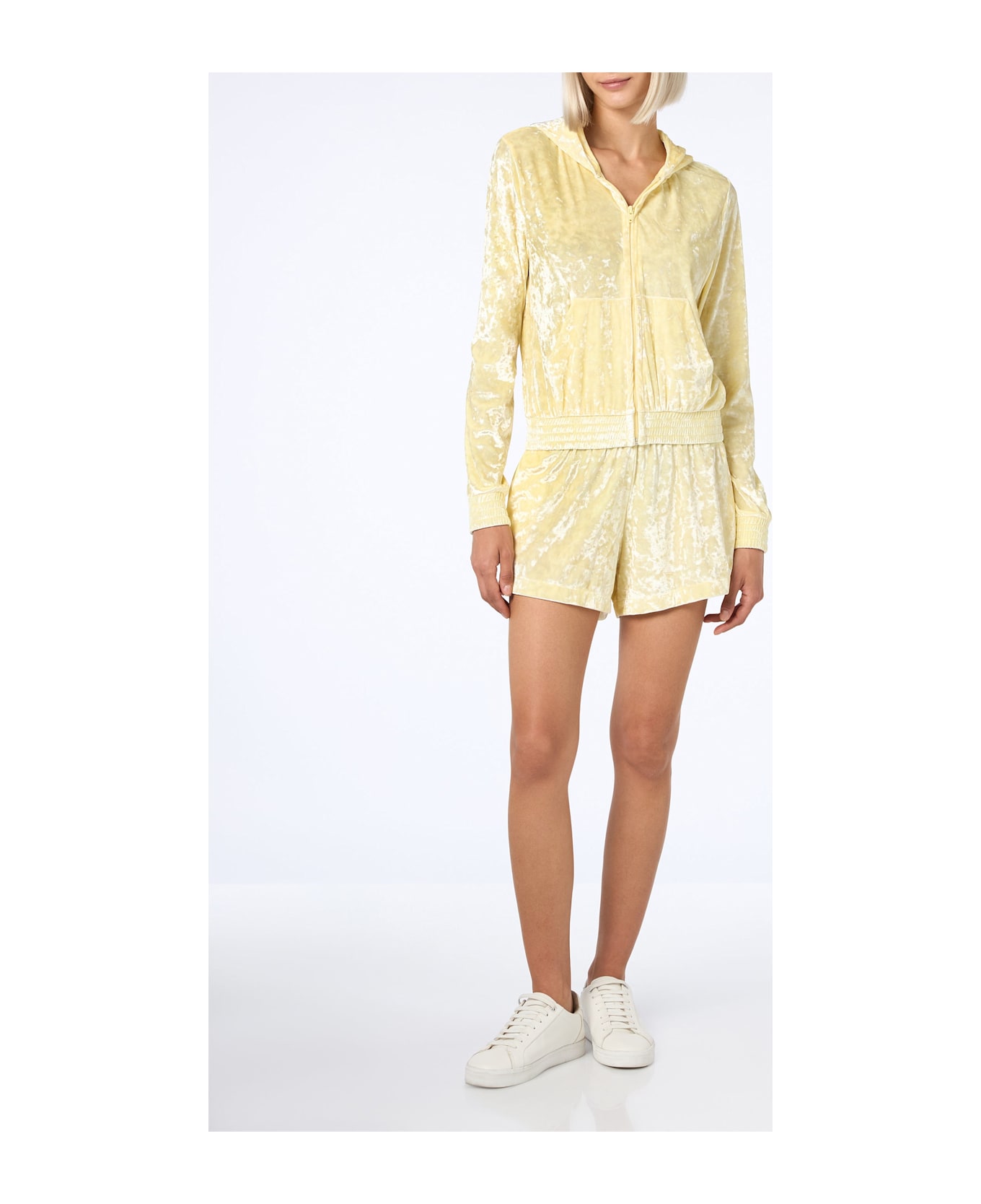 MC2 Saint Barth Woman Pale Yellow Chenille Pull Up Shorts Cate - YELLOW
