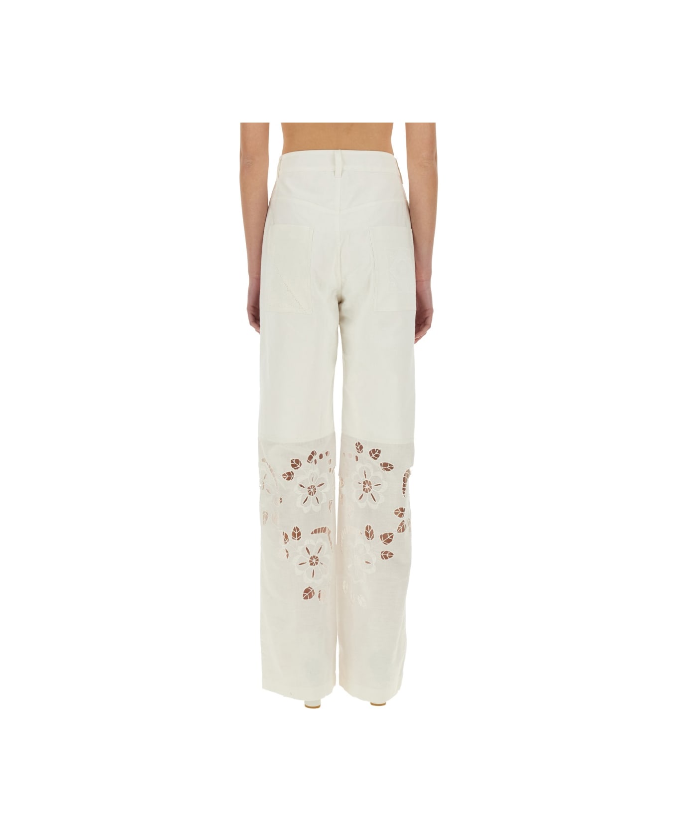 Marine Serre Upcycled Linen Pants - WHITE
