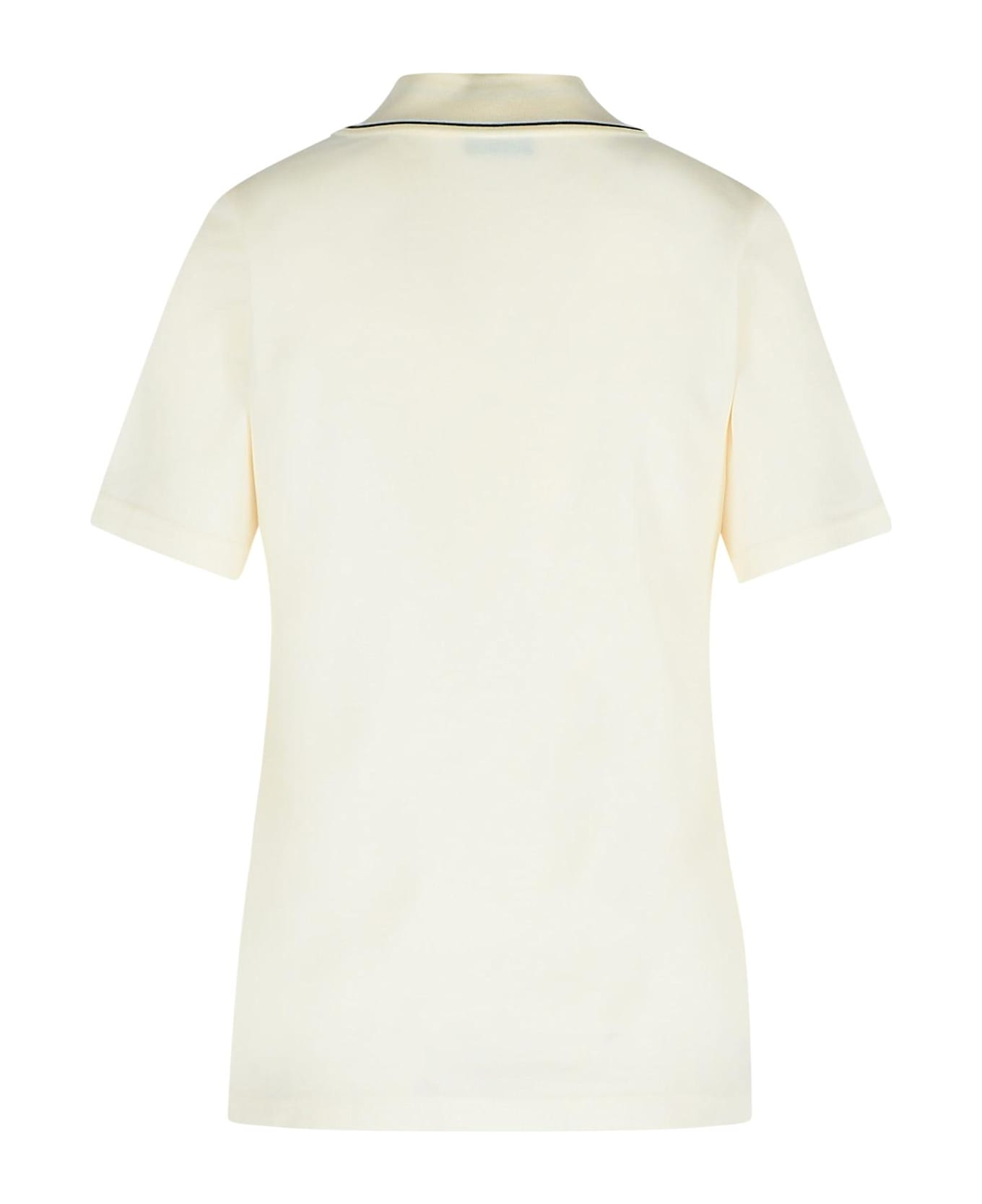 Moncler Ivory Cotton Polo Shirt - White