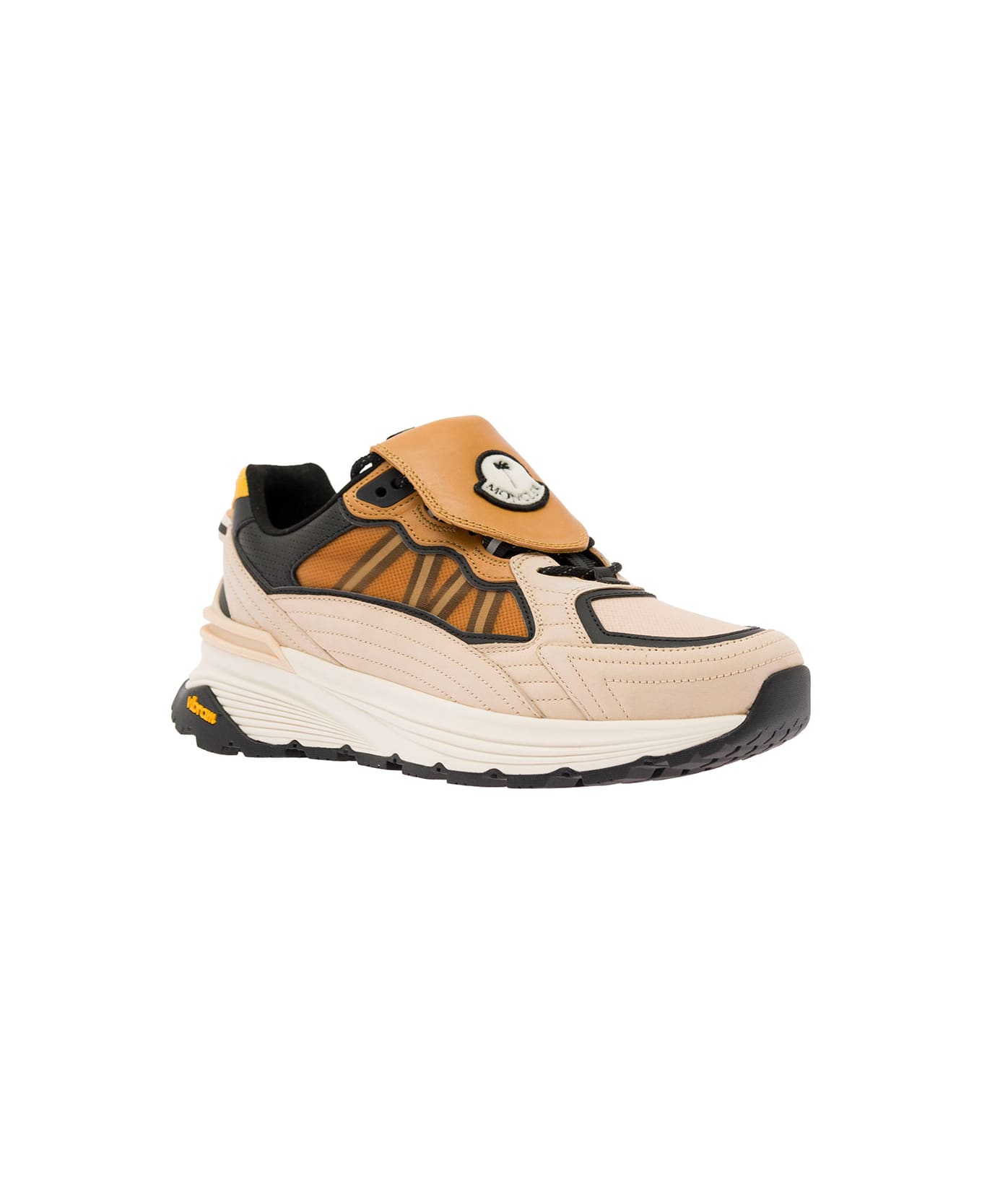 Moncler X Palm Angels 'runner Palm Lite Runner' Multicolor Low Top Sneakers With Patch Logo In Leather And Ripstop Man 8 Moncler Palm Angels - Multicolor