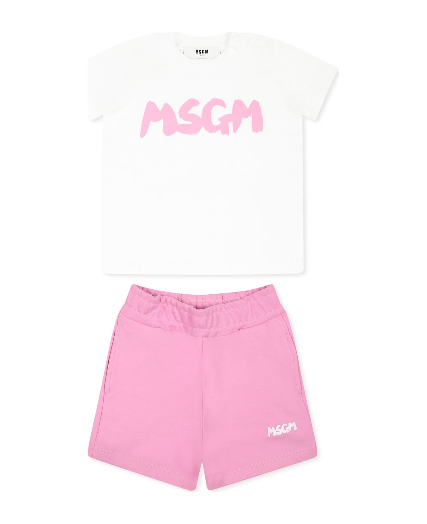 MSGM Pink Suit For Baby Girl With Logo - Pink