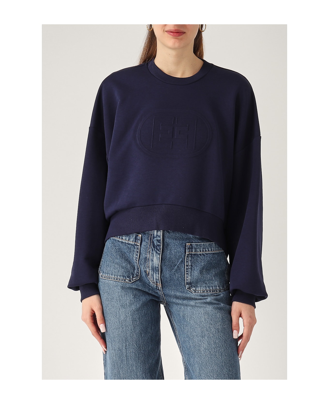 Elisabetta Franchi Cotone Hoodie - NAVY
