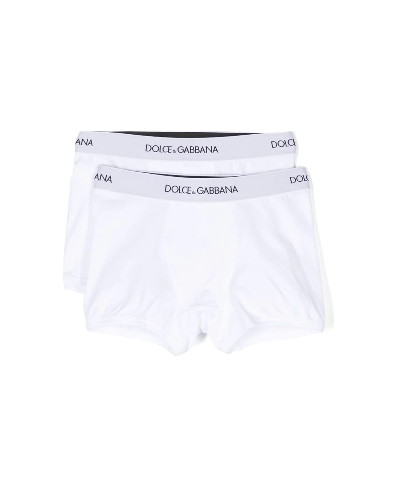 Dolce & Gabbana Set Of 2 Boxer Shorts With Logo - White