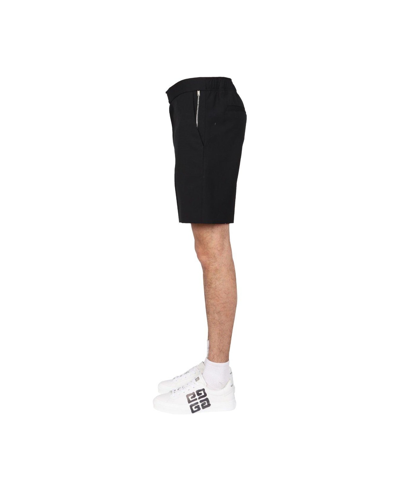 Givenchy Logo Plaque Bermuda Shorts - BLACK